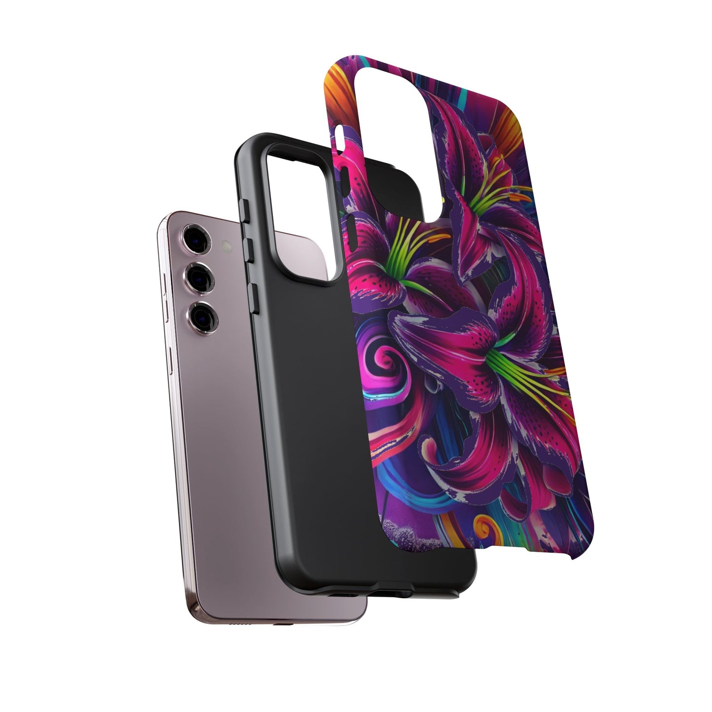 Neon Lily Illustration Tough Case | Floral Phone Cover