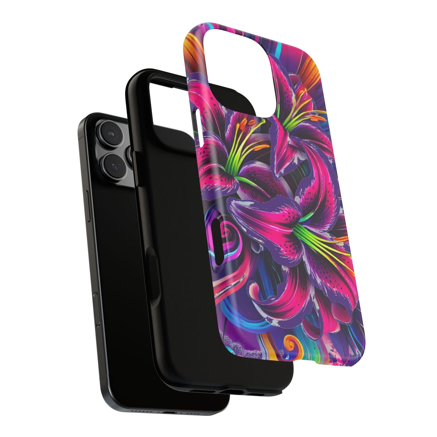 Neon Lily Illustration Tough Case | Floral Phone Cover