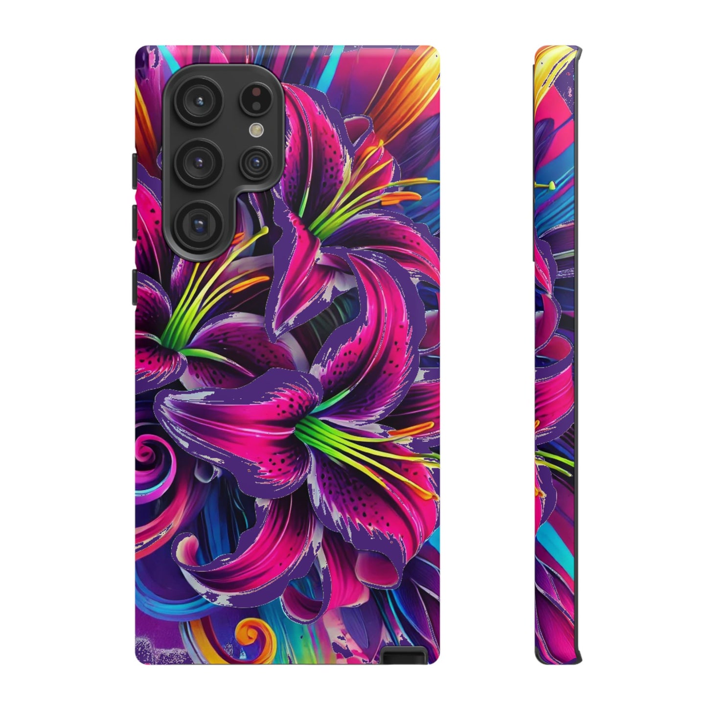 Neon Lily Illustration Tough Case | Floral Phone Cover