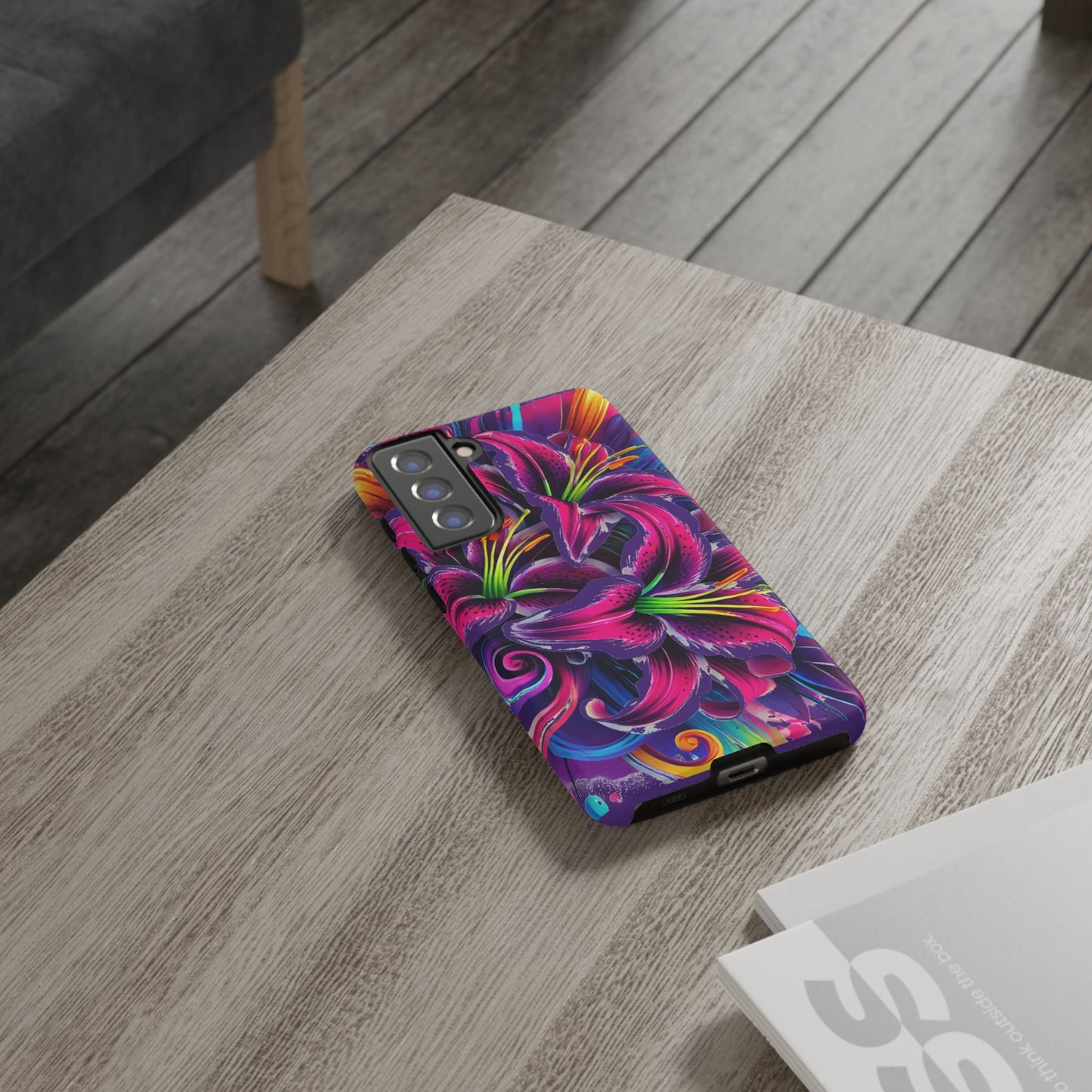 Neon Lily Illustration Tough Case | Floral Phone Cover