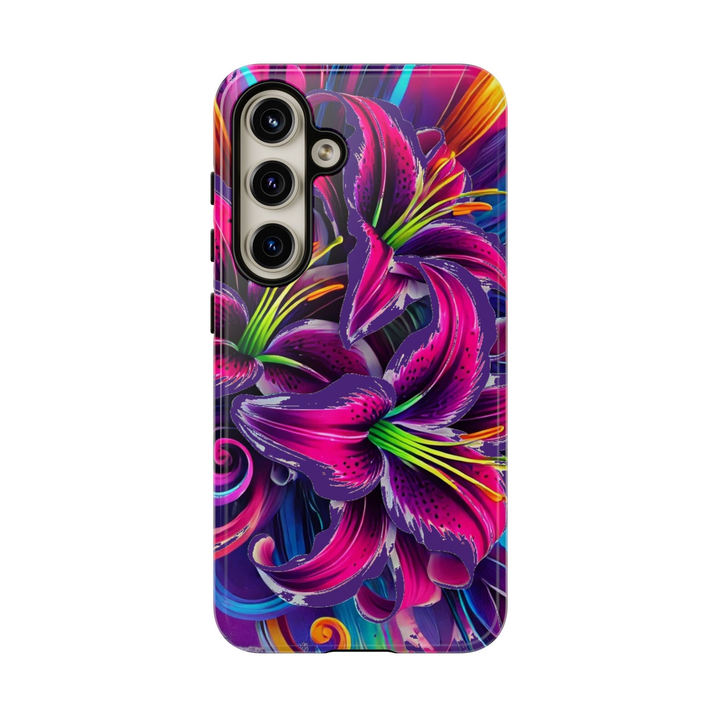 Neon Lily Illustration Tough Case | Floral Phone Cover