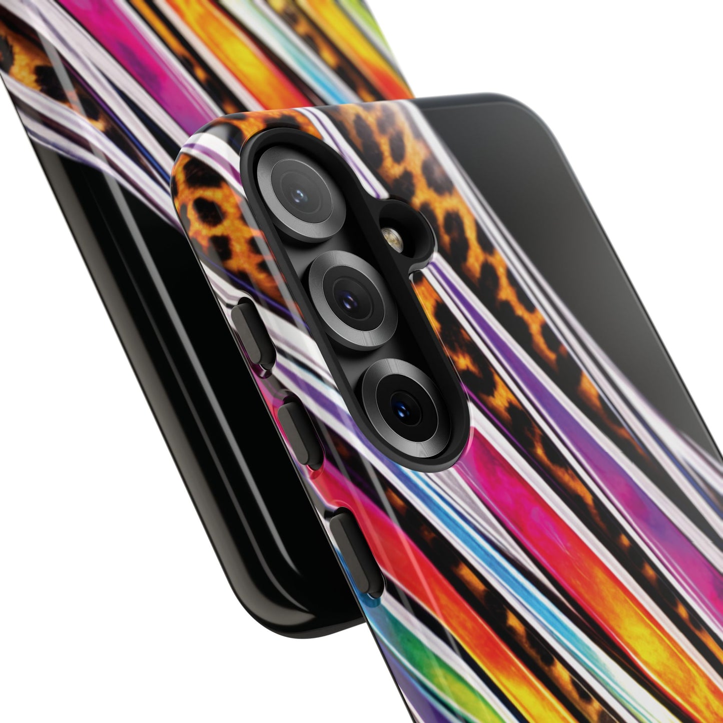 Colorful Stripes & Leopard Print Phone Case