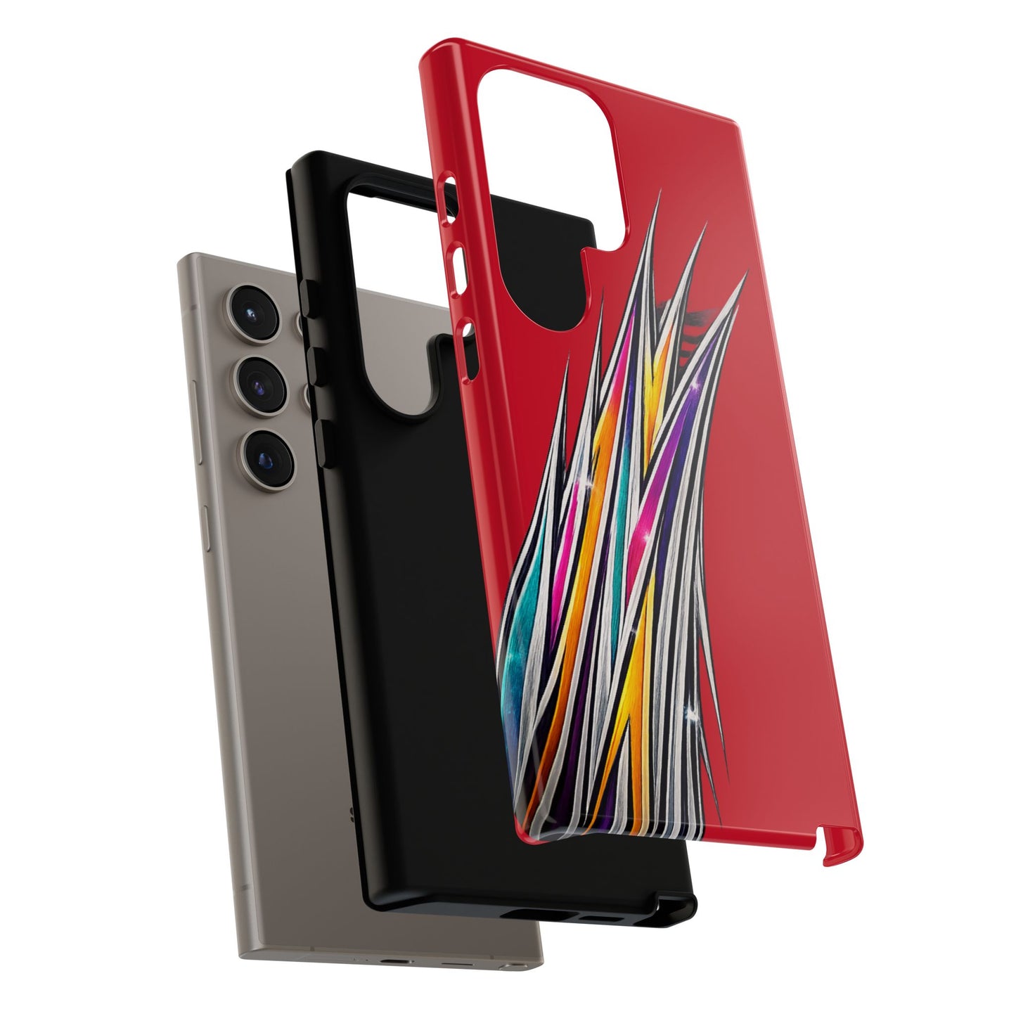 Colorburst Pinstripe Phone Case | Red Abstract Racing Stripe