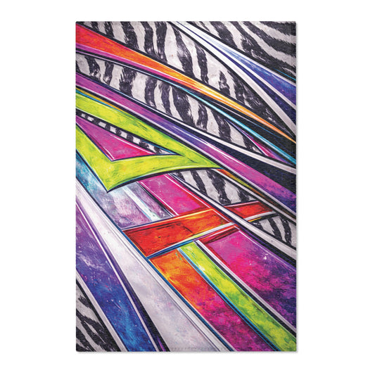 90s Mini Truck Graphic Area Rug — Retro Minitruck Garage & Man Cave Floor Rug