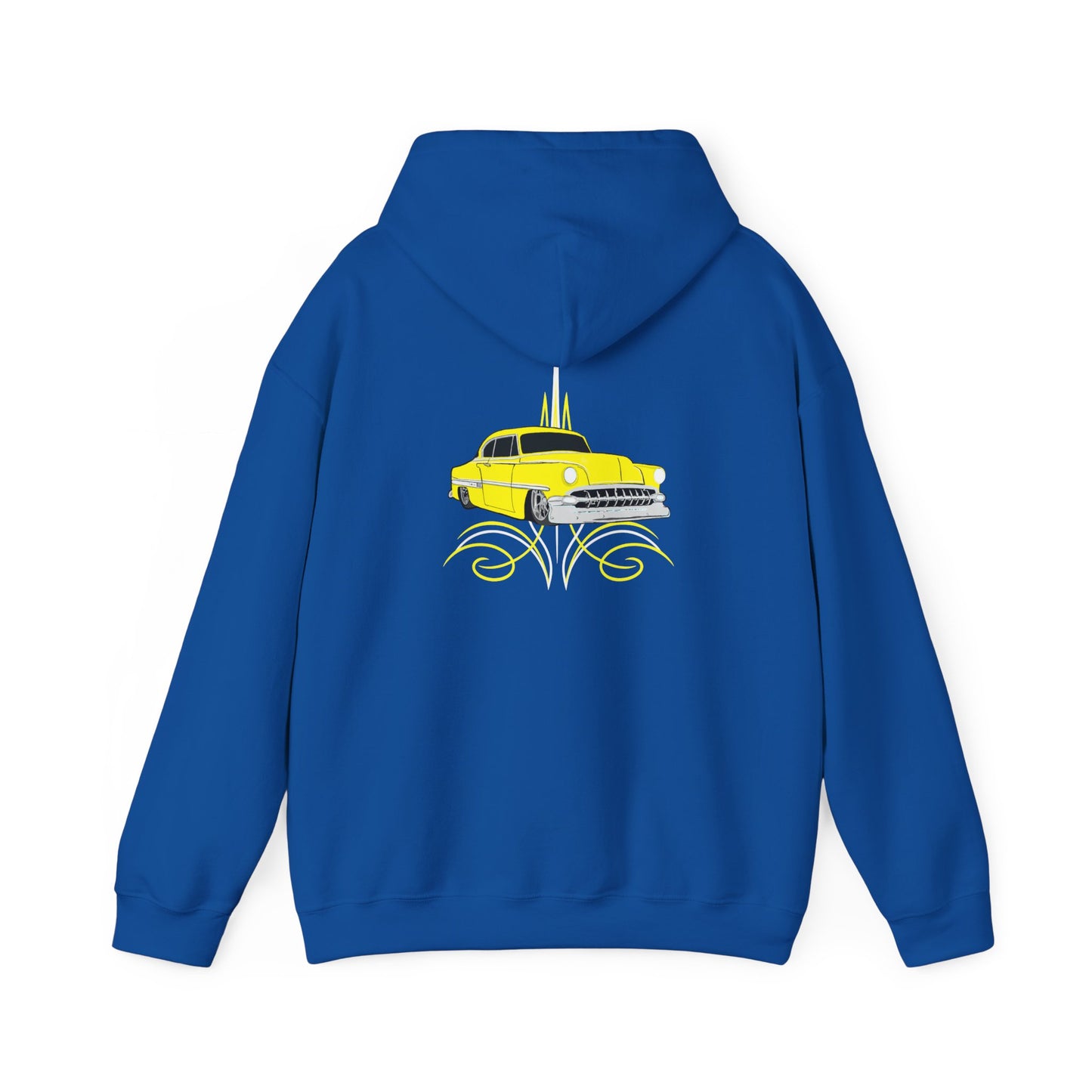 Classic Lowrider Hoodie – Yellow Vintage Car Pinstripe Design