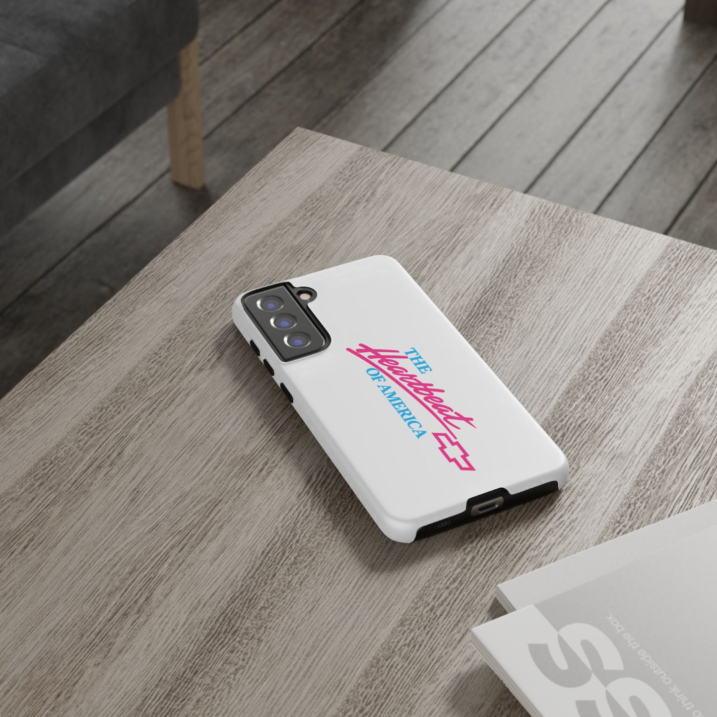 White  “The Heartbeat of America” Retro Chevy Logo, Slim Protective Cover