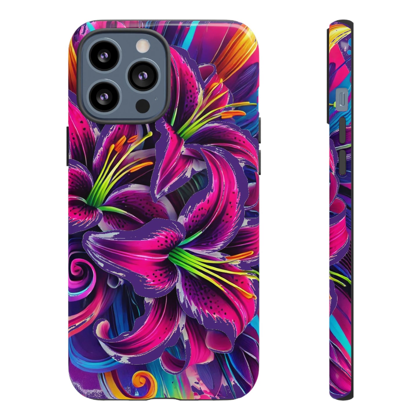 Neon Lily Illustration Tough Case | Floral Phone Cover