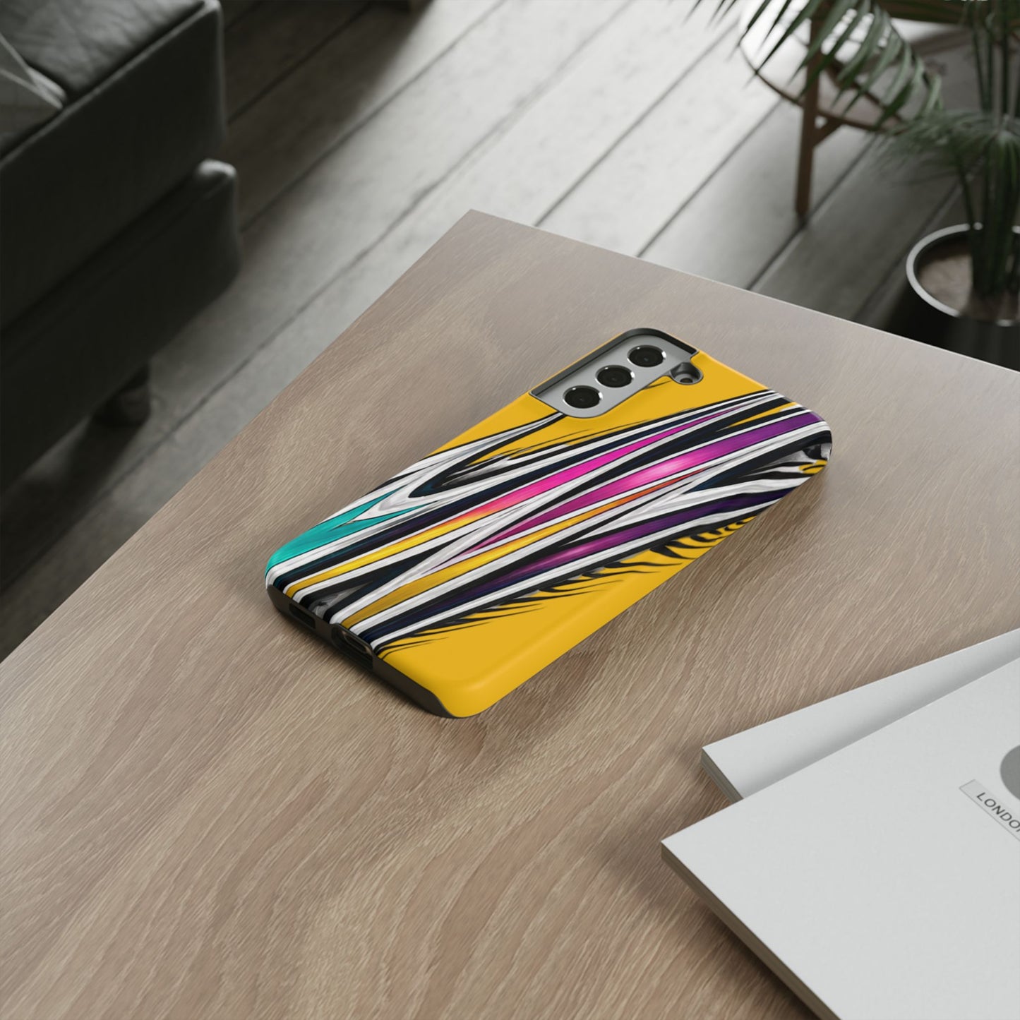 Yellow Abstract Stripes Phone Case | Tough Protective Phone Case