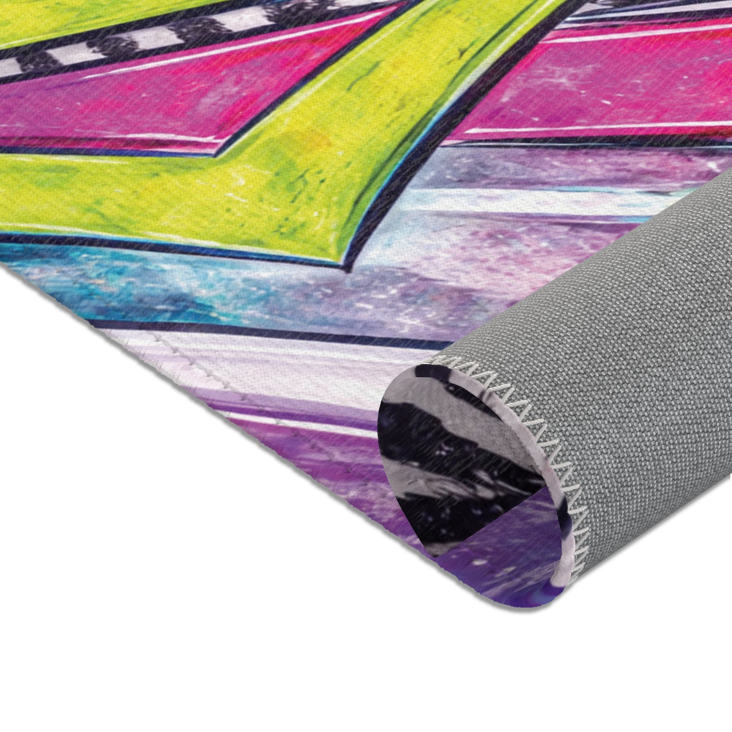 90s Mini Truck Graphic Area Rug — Retro Minitruck Garage & Man Cave Floor Rug