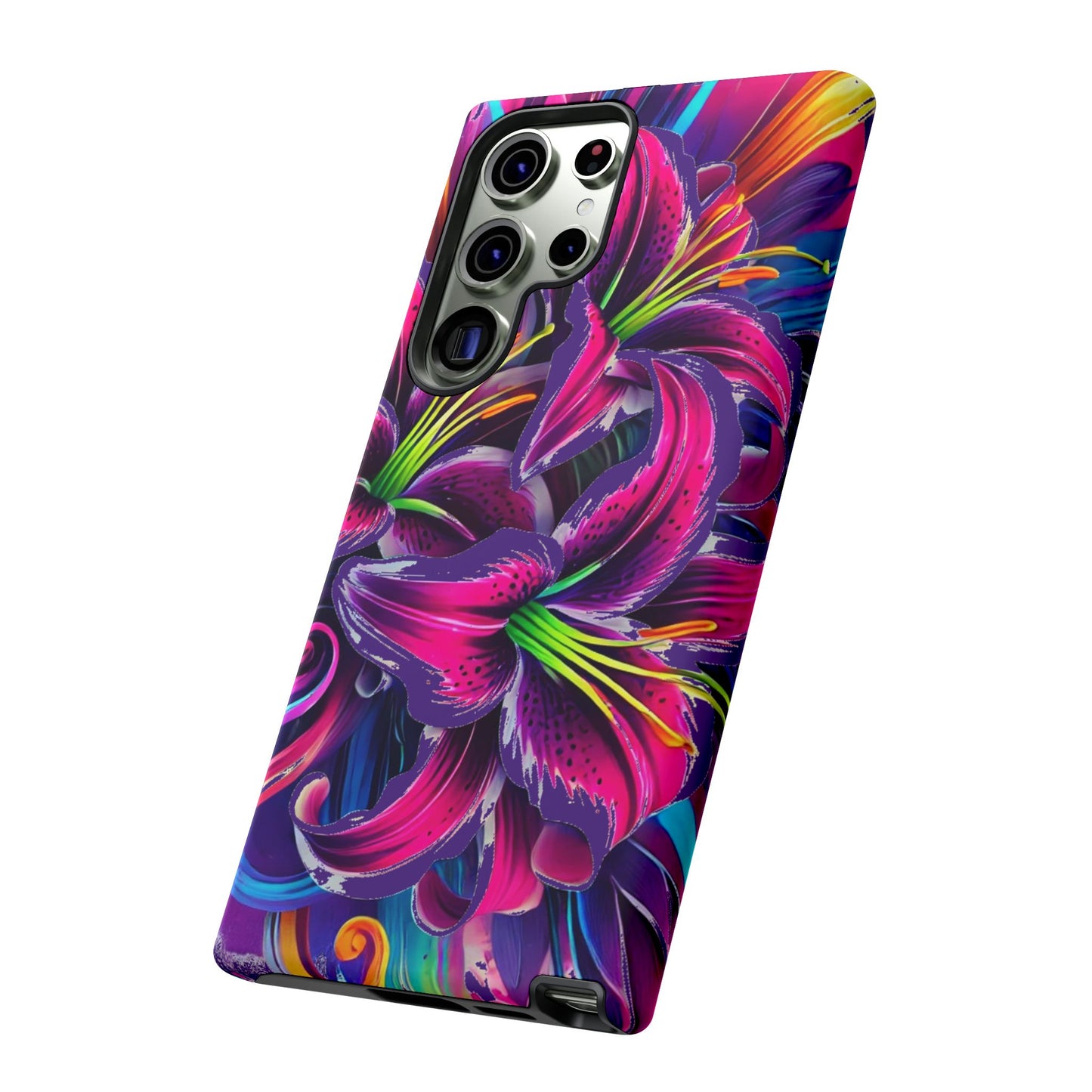 Neon Lily Illustration Tough Case | Floral Phone Cover