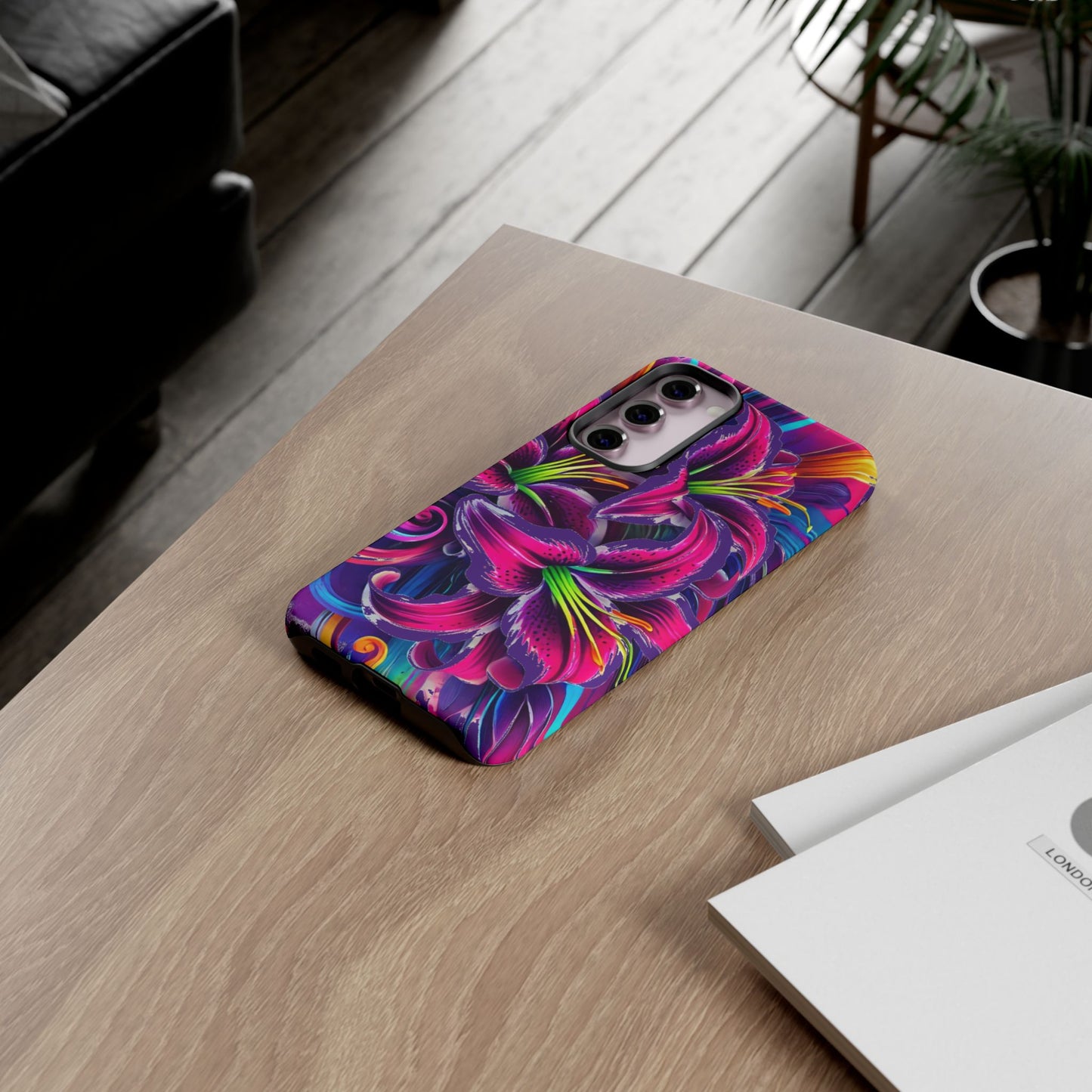 Neon Lily Illustration Tough Case | Floral Phone Cover