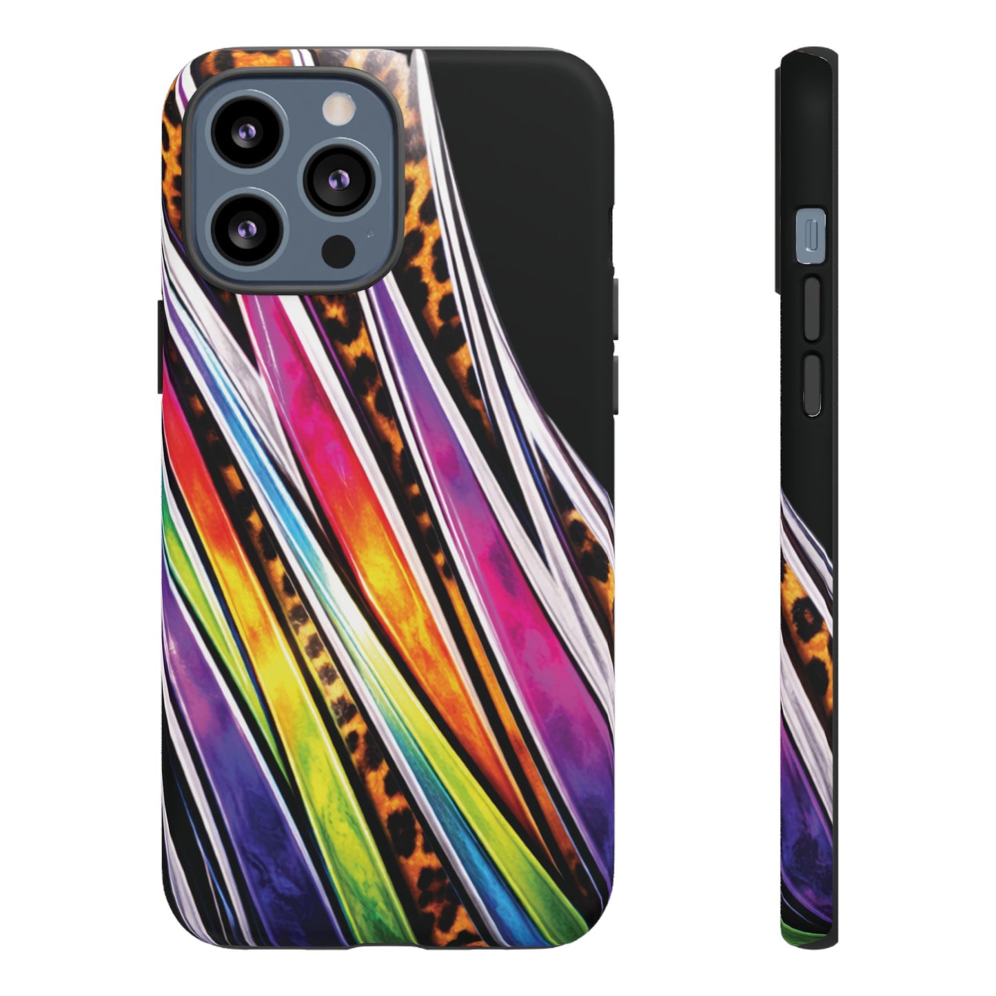Colorful Stripes & Leopard Print Phone Case