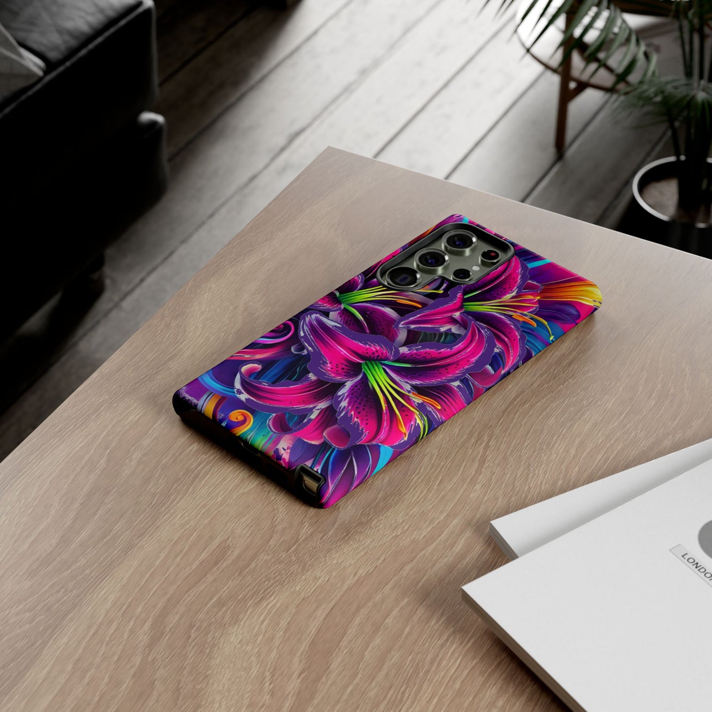 Neon Lily Illustration Tough Case | Floral Phone Cover