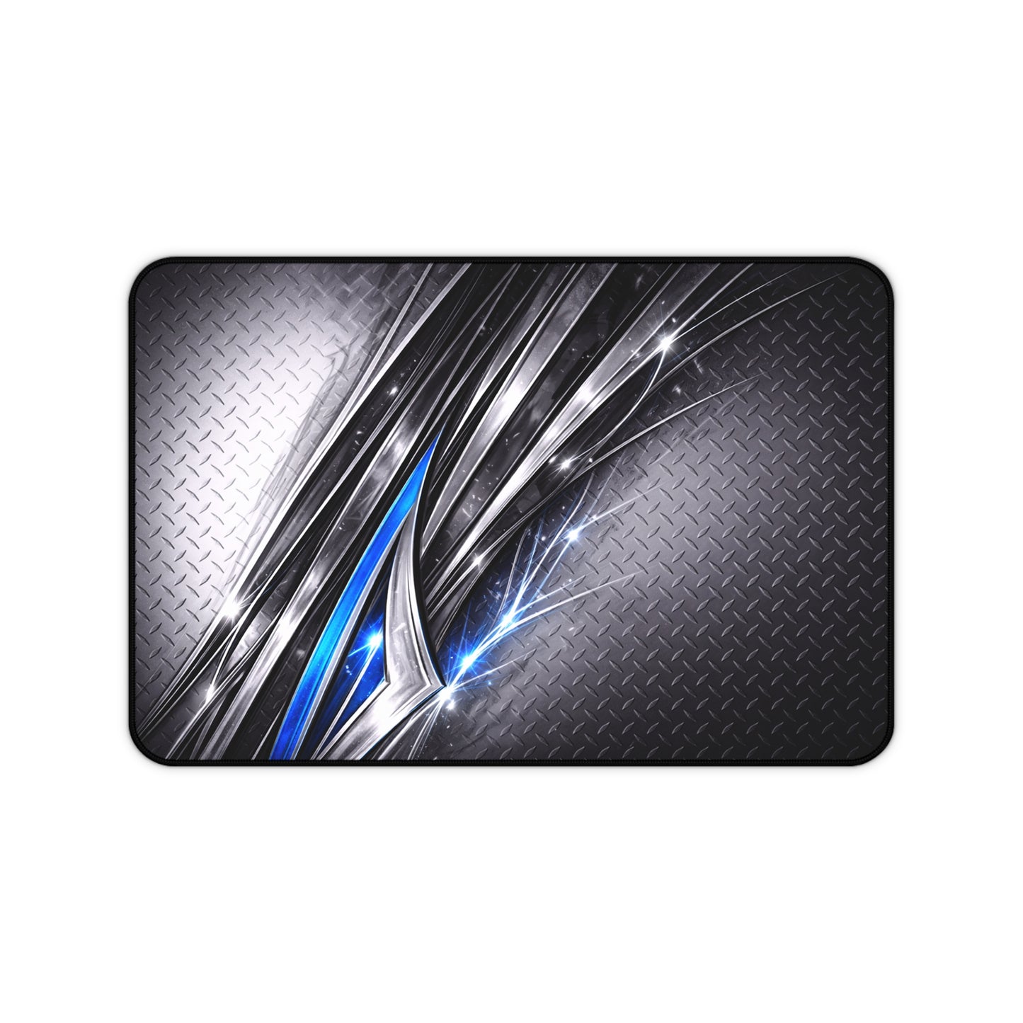 Futuristic Metallic Blue Abstract Desk Mat | Gaming Office Mousepad