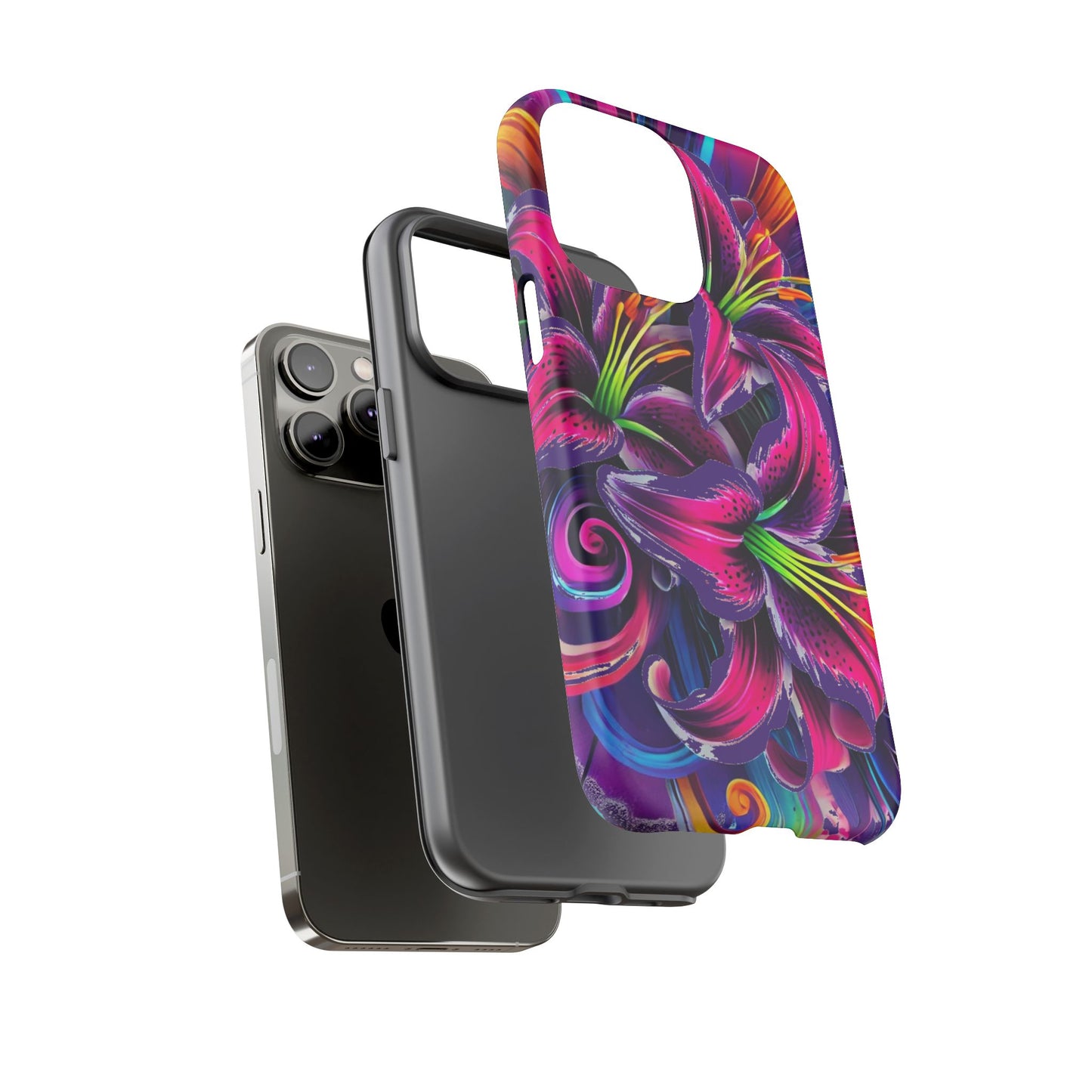 Neon Lily Illustration Tough Case | Floral Phone Cover