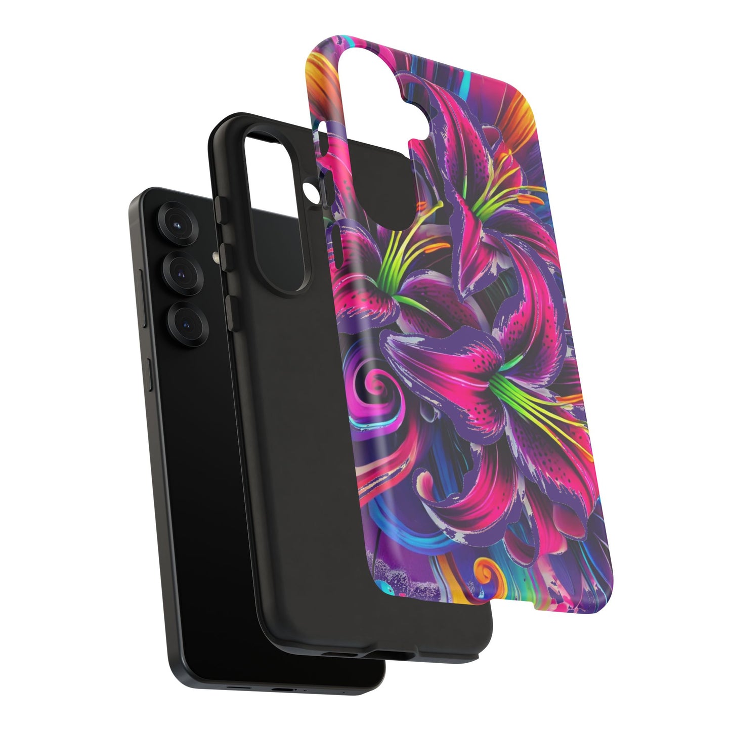 Neon Lily Illustration Tough Case | Floral Phone Cover