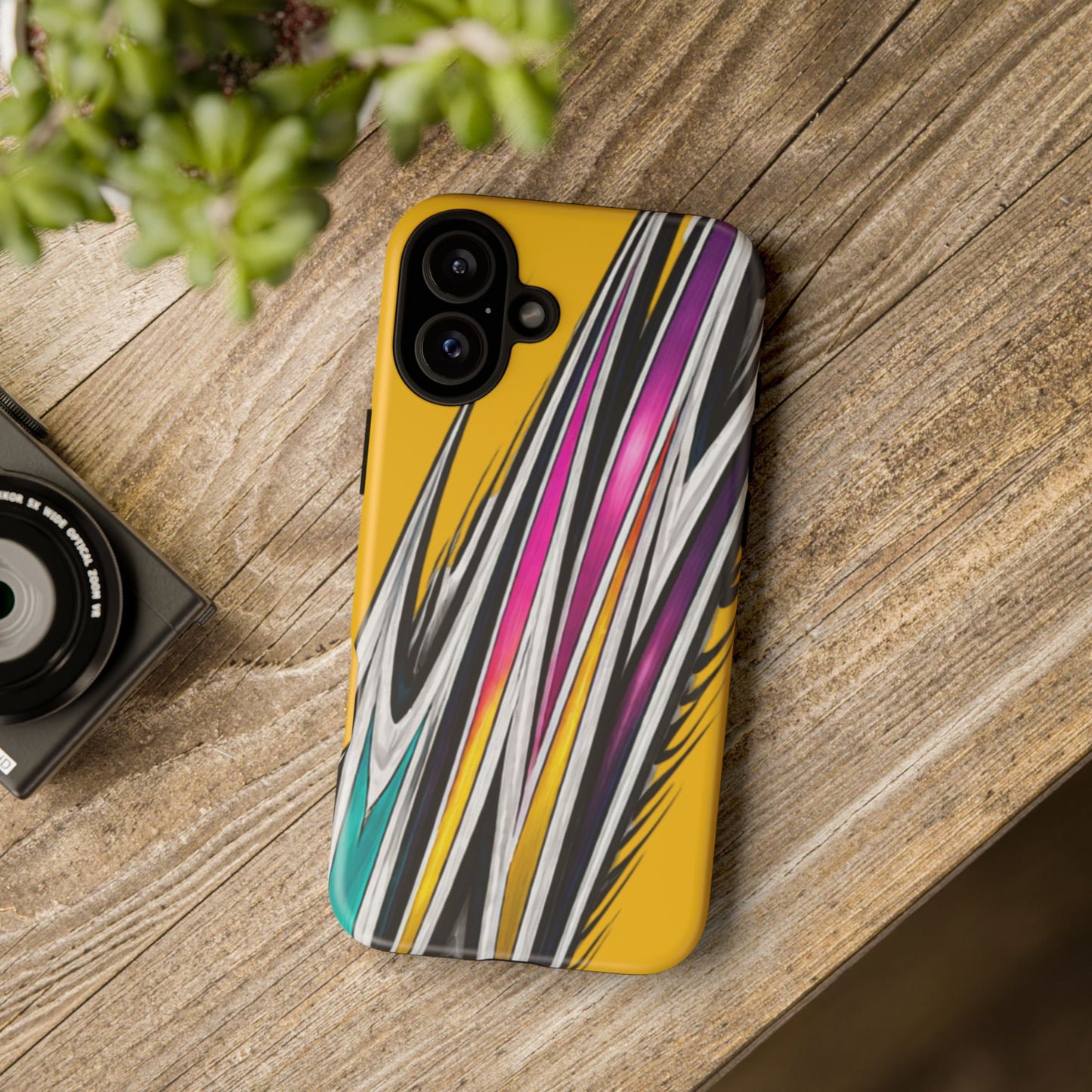 Yellow Abstract Stripes Phone Case | Tough Protective Phone Case