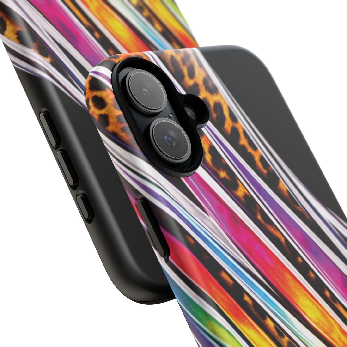 Colorful Stripes & Leopard Print Phone Case