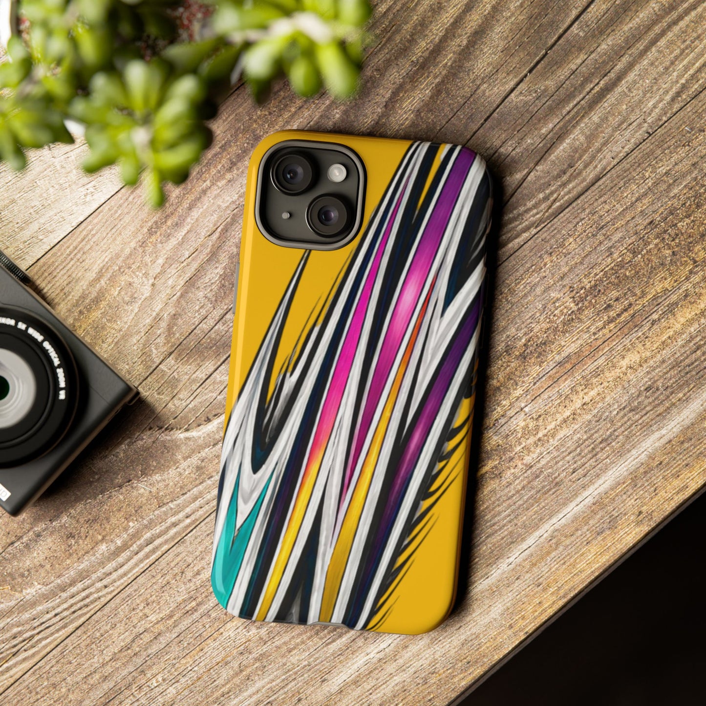 Yellow Abstract Stripes Phone Case | Tough Protective Phone Case
