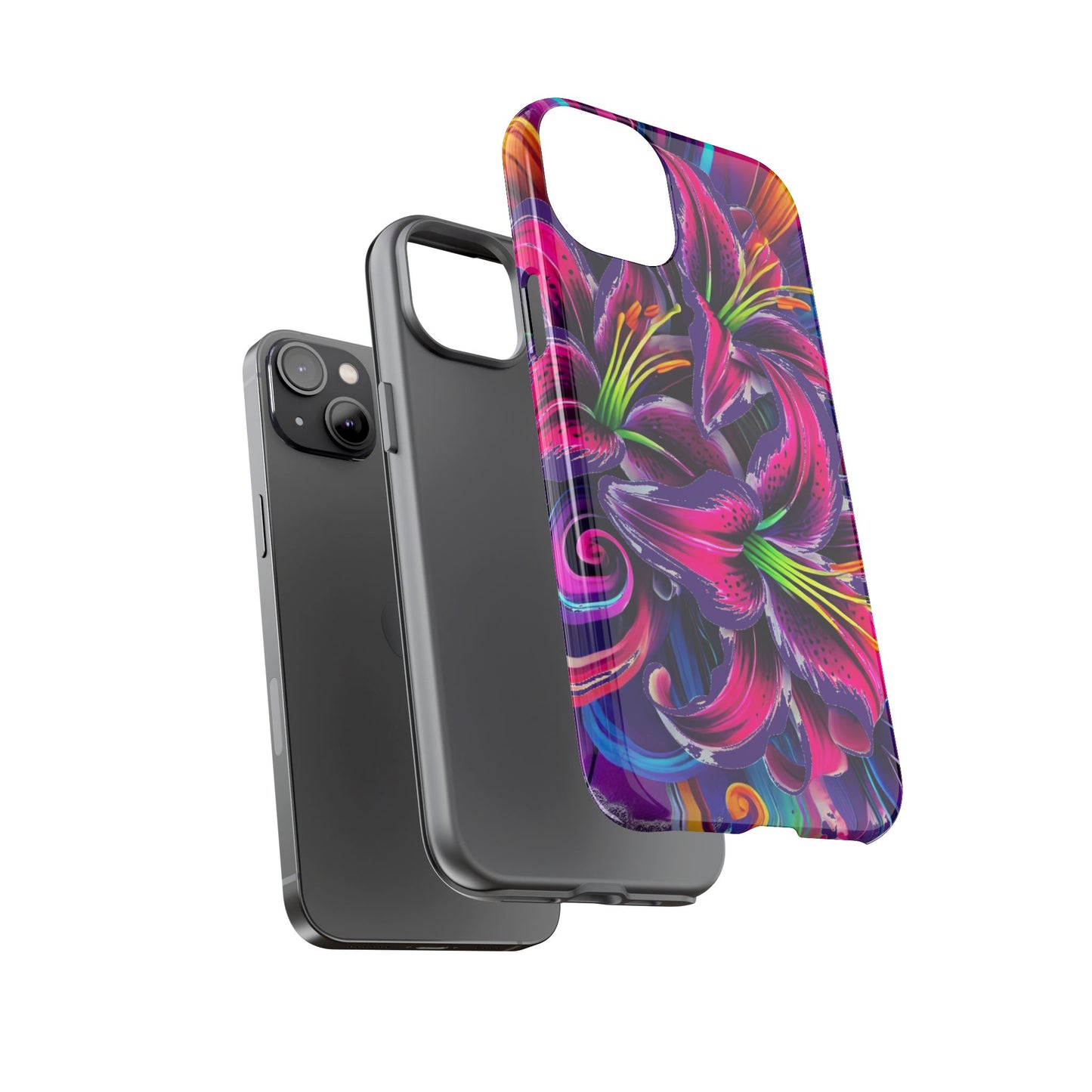 Neon Lily Illustration Tough Case | Floral Phone Cover