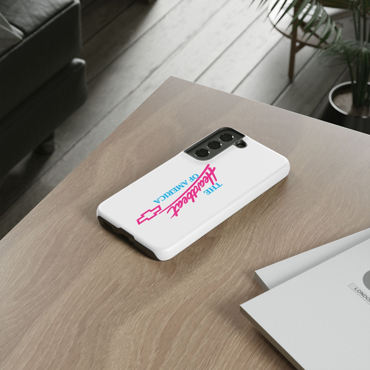 White  “The Heartbeat of America” Retro Chevy Logo, Slim Protective Cover