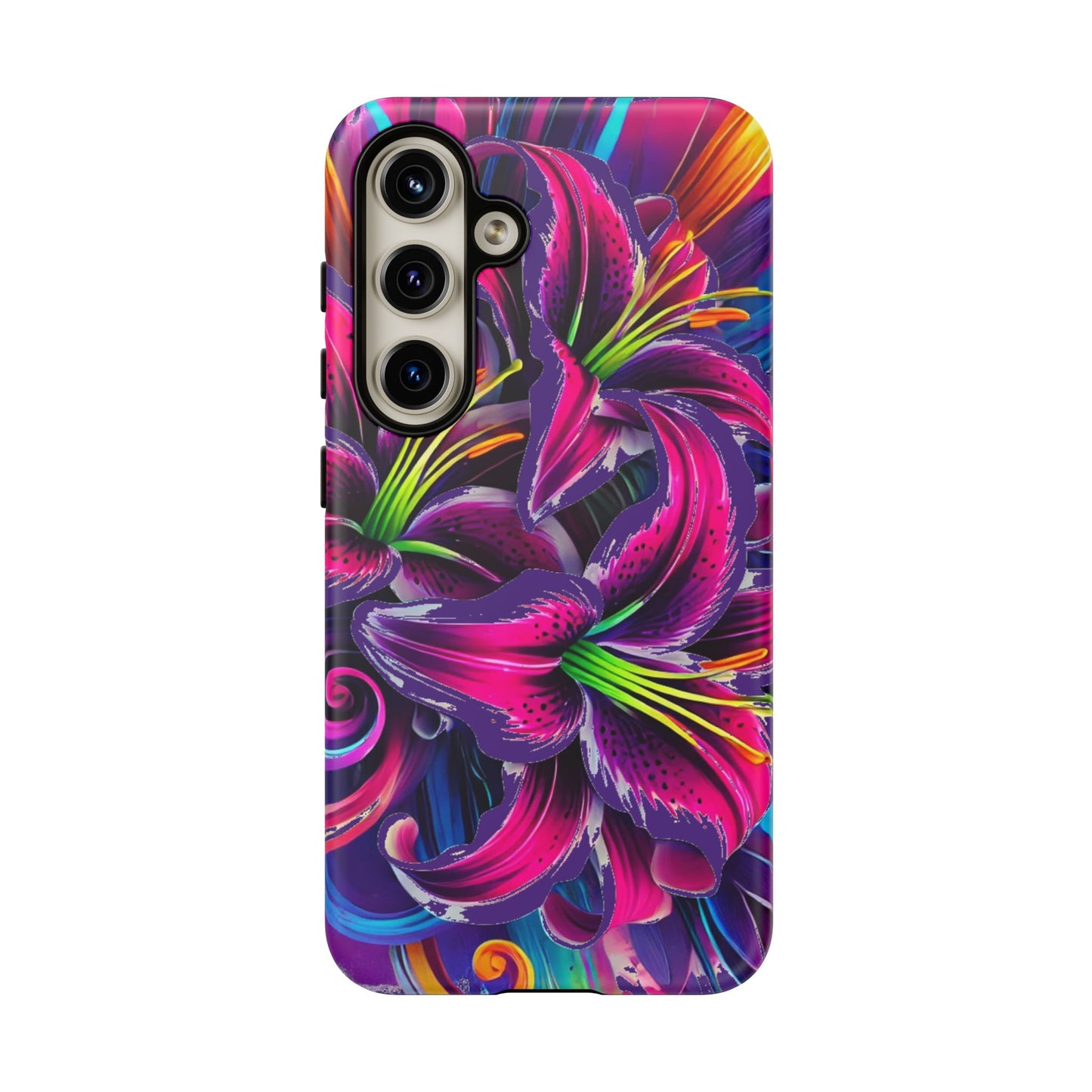 Neon Lily Illustration Tough Case | Floral Phone Cover