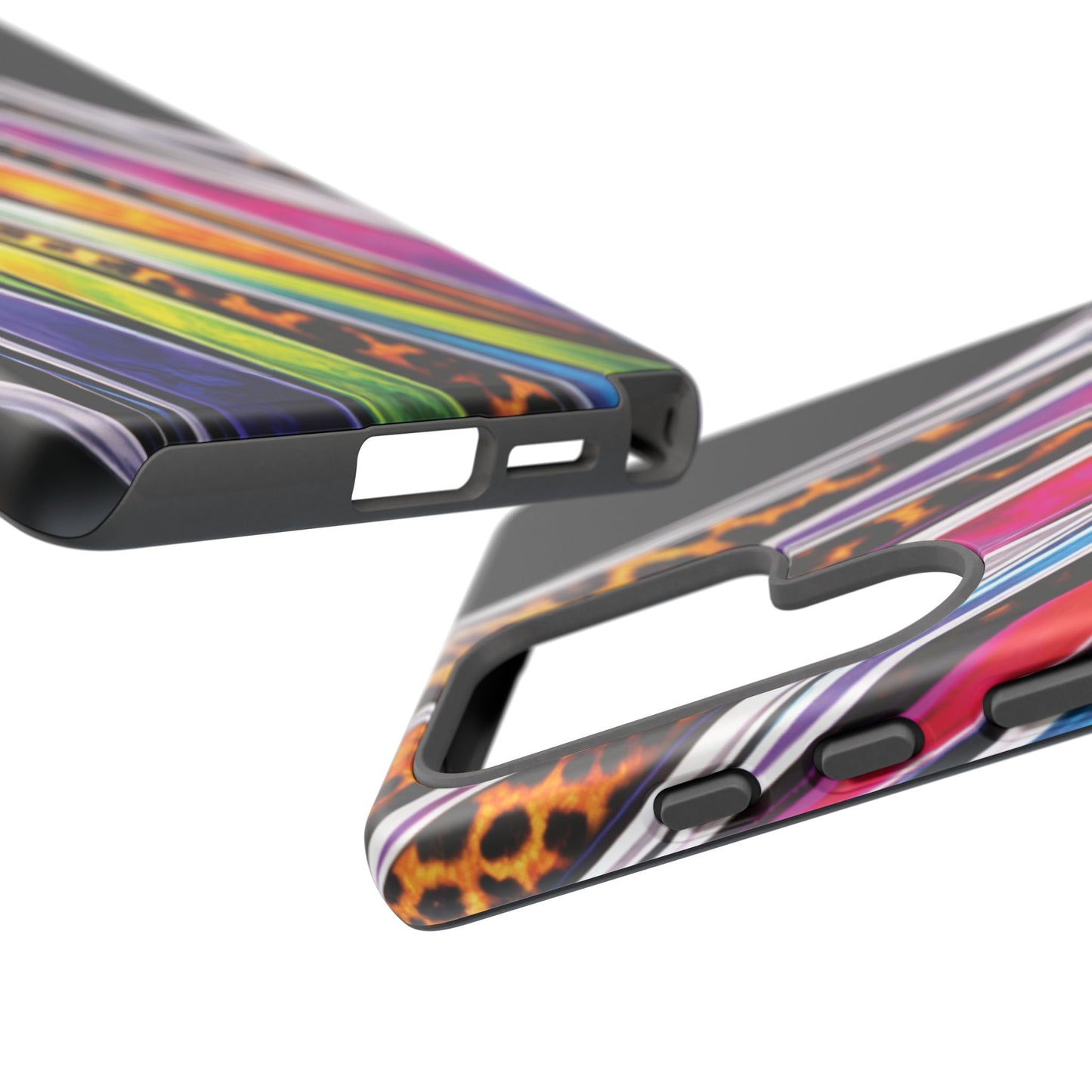Colorful Stripes & Leopard Print Phone Case