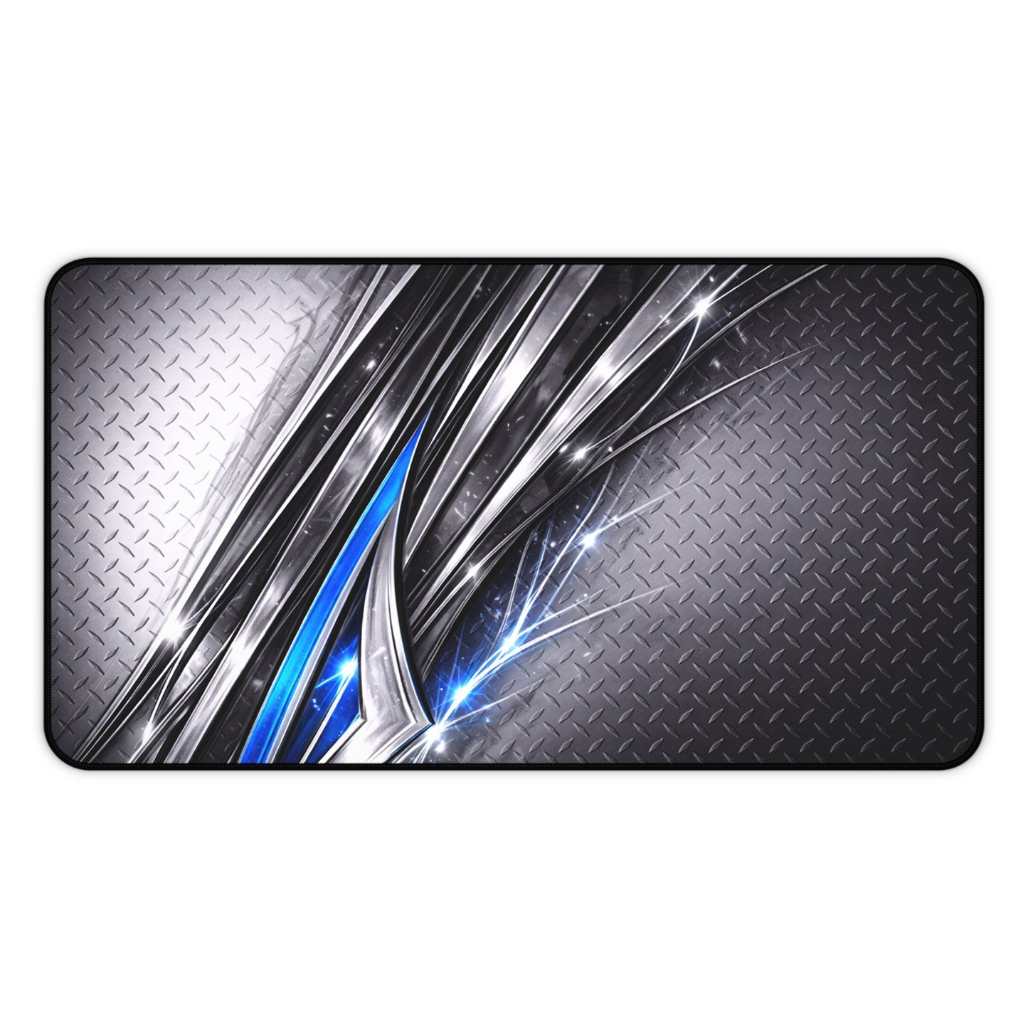 Futuristic Metallic Blue Abstract Desk Mat | Gaming Office Mousepad