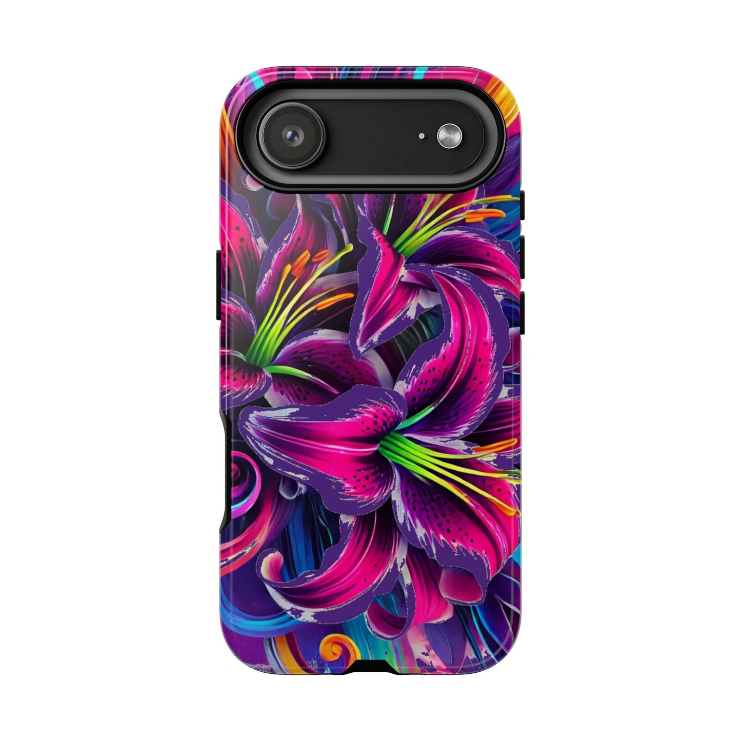 Neon Lily Illustration Tough Case | Floral Phone Cover