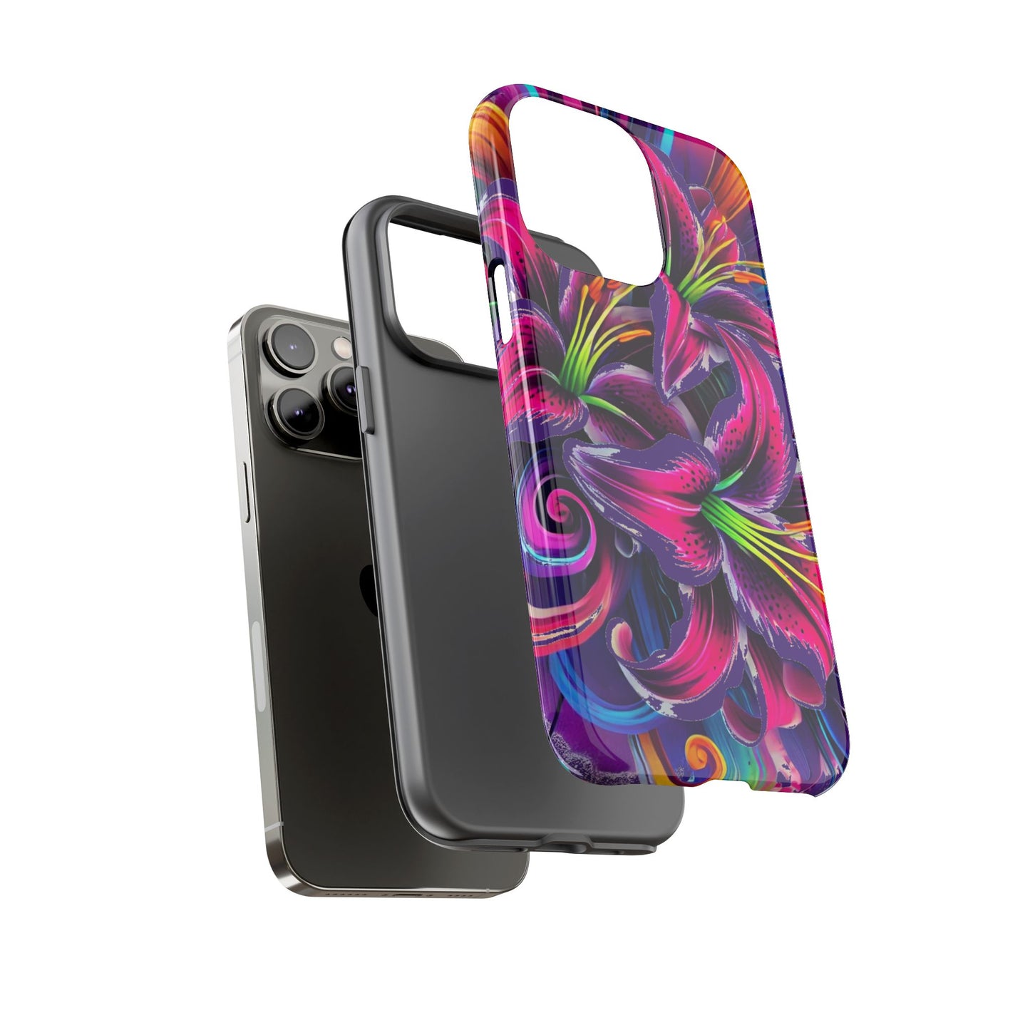 Neon Lily Illustration Tough Case | Floral Phone Cover