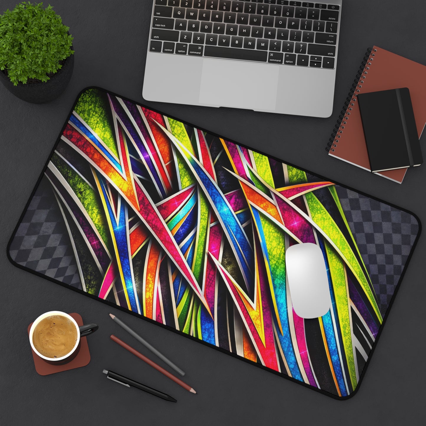 Desk Mat Vibrant Neon Abstract Gaming Mouse Pad