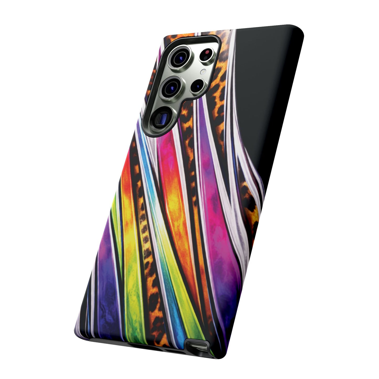 Colorful Stripes & Leopard Print Phone Case