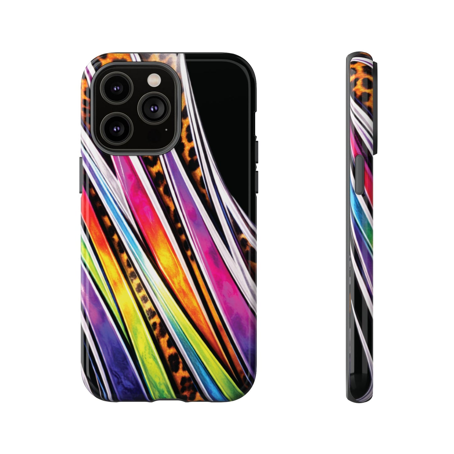 Colorful Stripes & Leopard Print Phone Case
