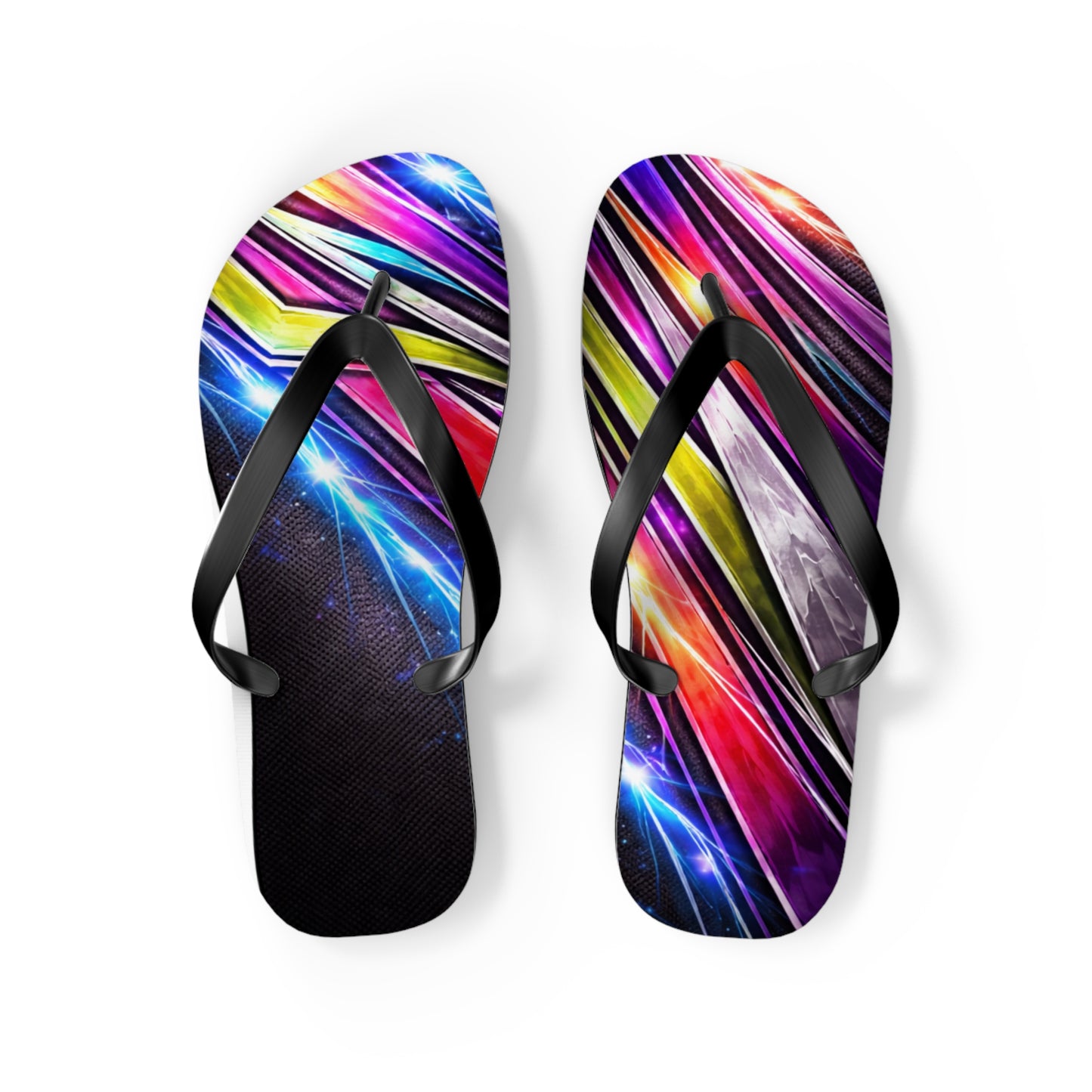 Neon Galaxy Flip Flops — Colorful Space Wave Beach Sandals