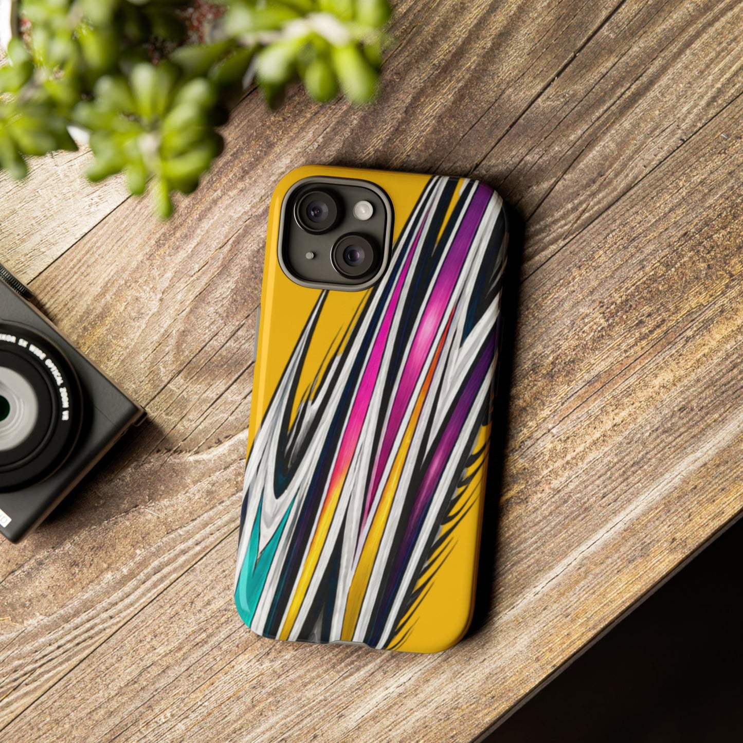 Yellow Abstract Stripes Phone Case | Tough Protective Phone Case