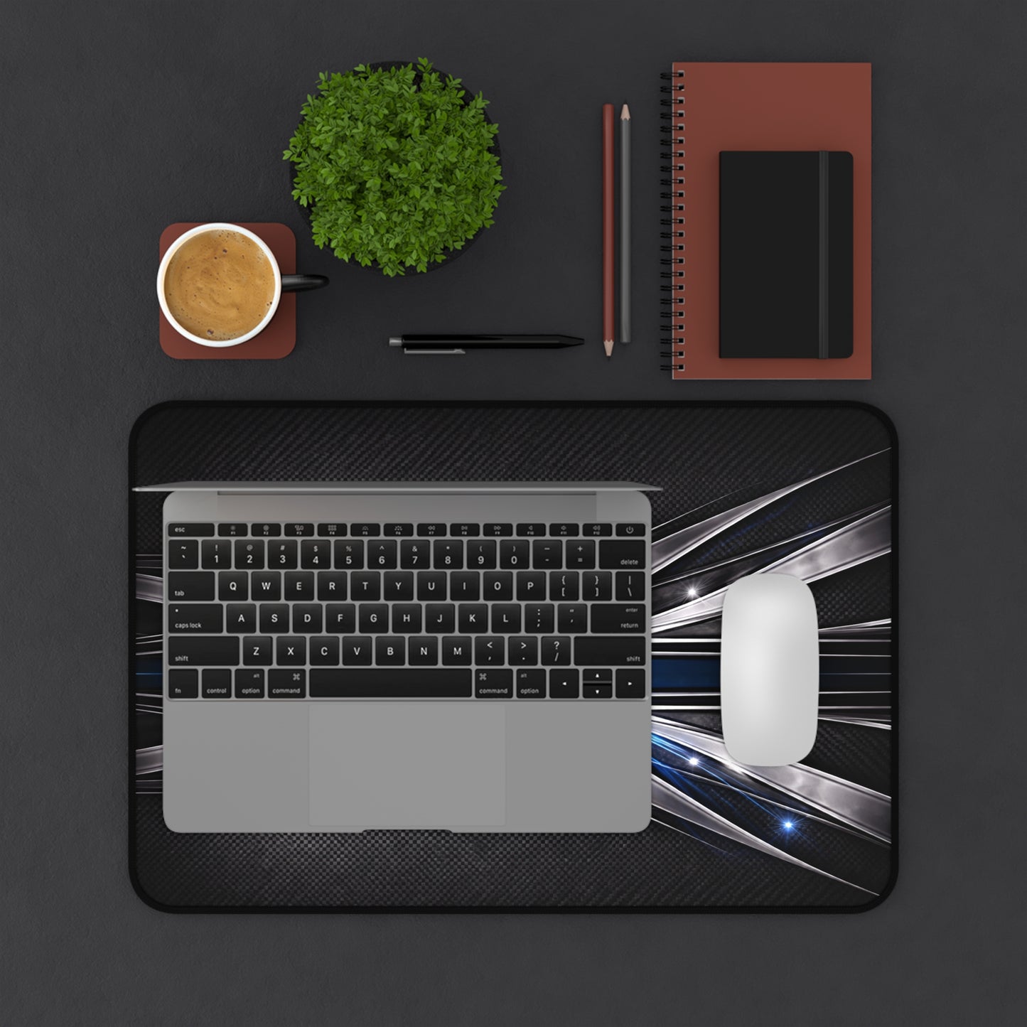 Futuristic Blue Light Abstract Desk Mat | Tech Gaming Surface