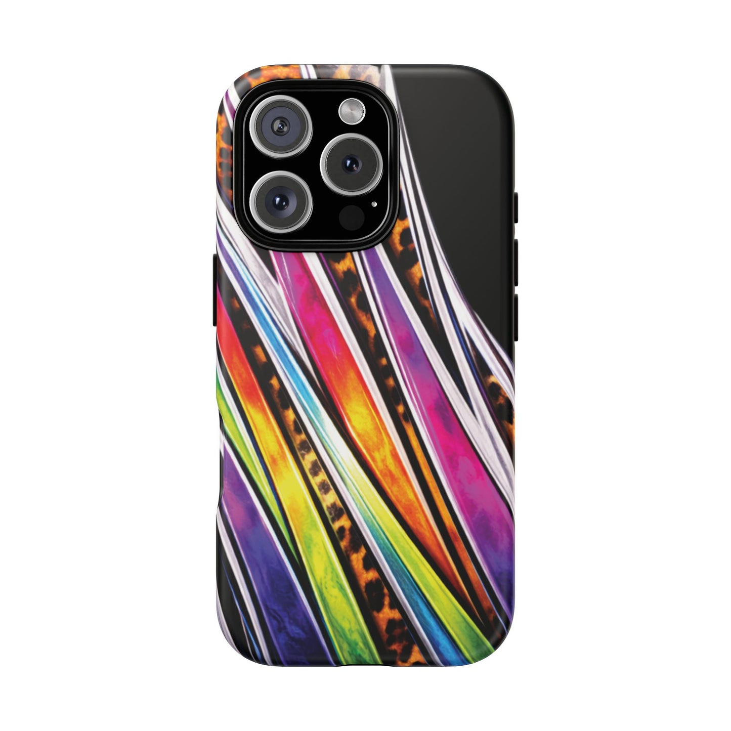 Colorful Stripes & Leopard Print Phone Case