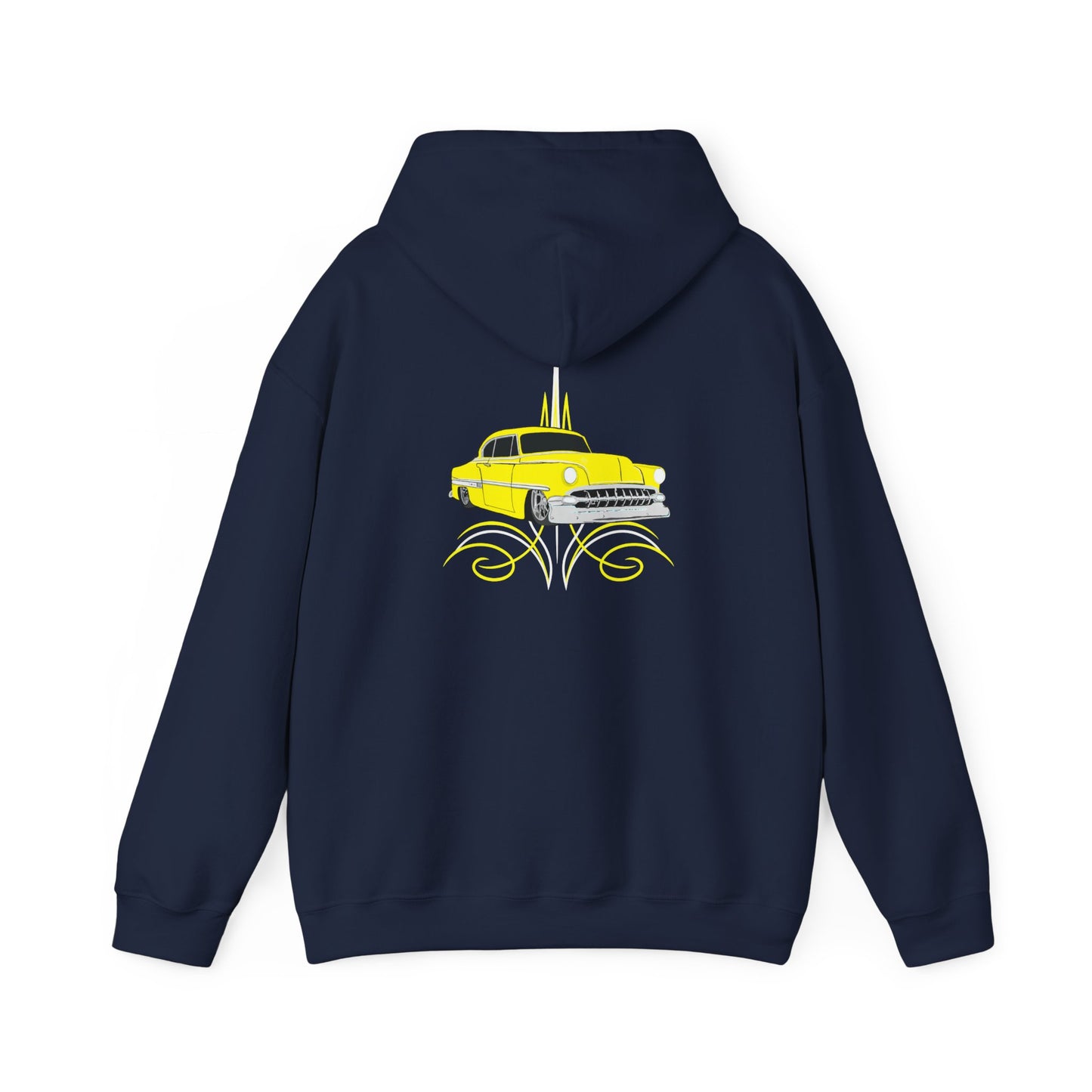 Classic Lowrider Hoodie – Yellow Vintage Car Pinstripe Design
