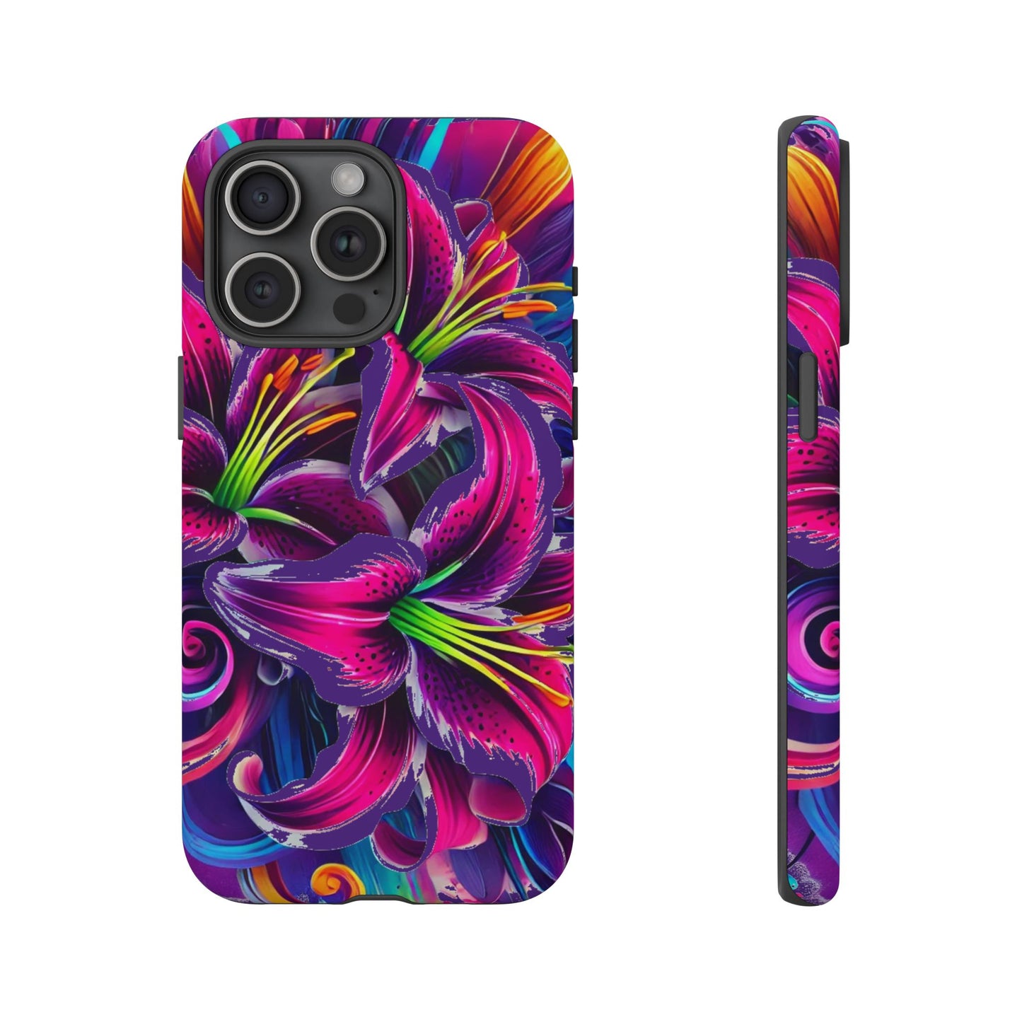 Neon Lily Illustration Tough Case | Floral Phone Cover
