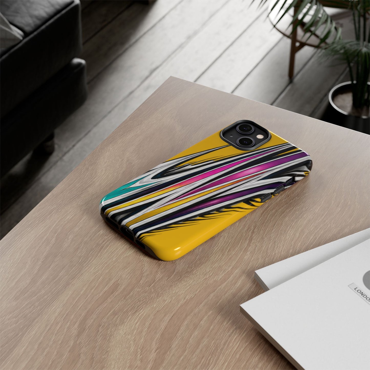Yellow Abstract Stripes Phone Case | Tough Protective Phone Case