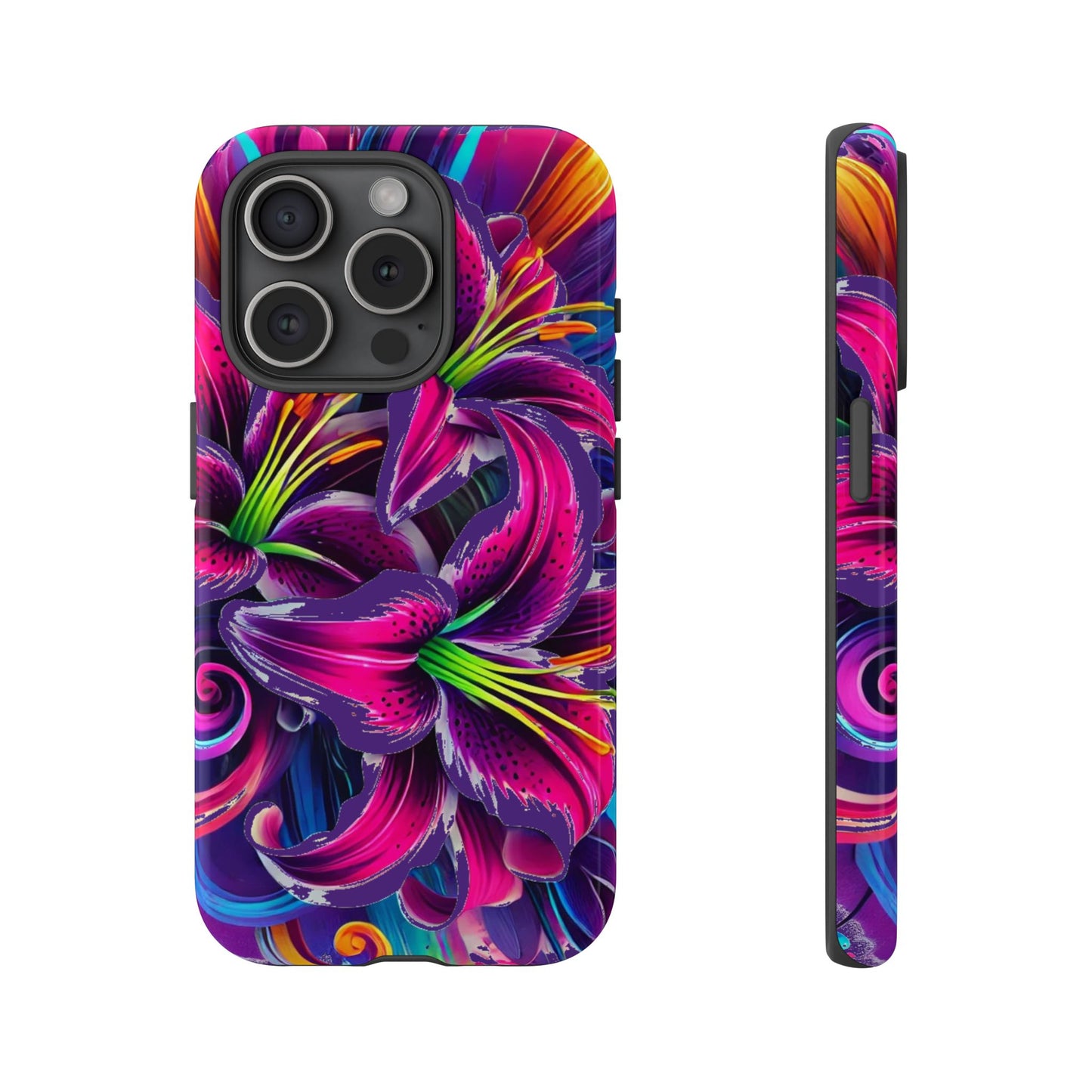 Neon Lily Illustration Tough Case | Floral Phone Cover