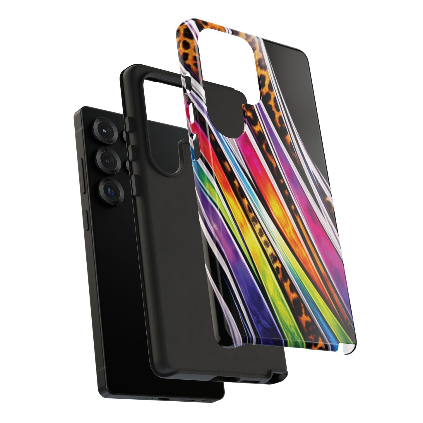 Colorful Stripes & Leopard Print Phone Case