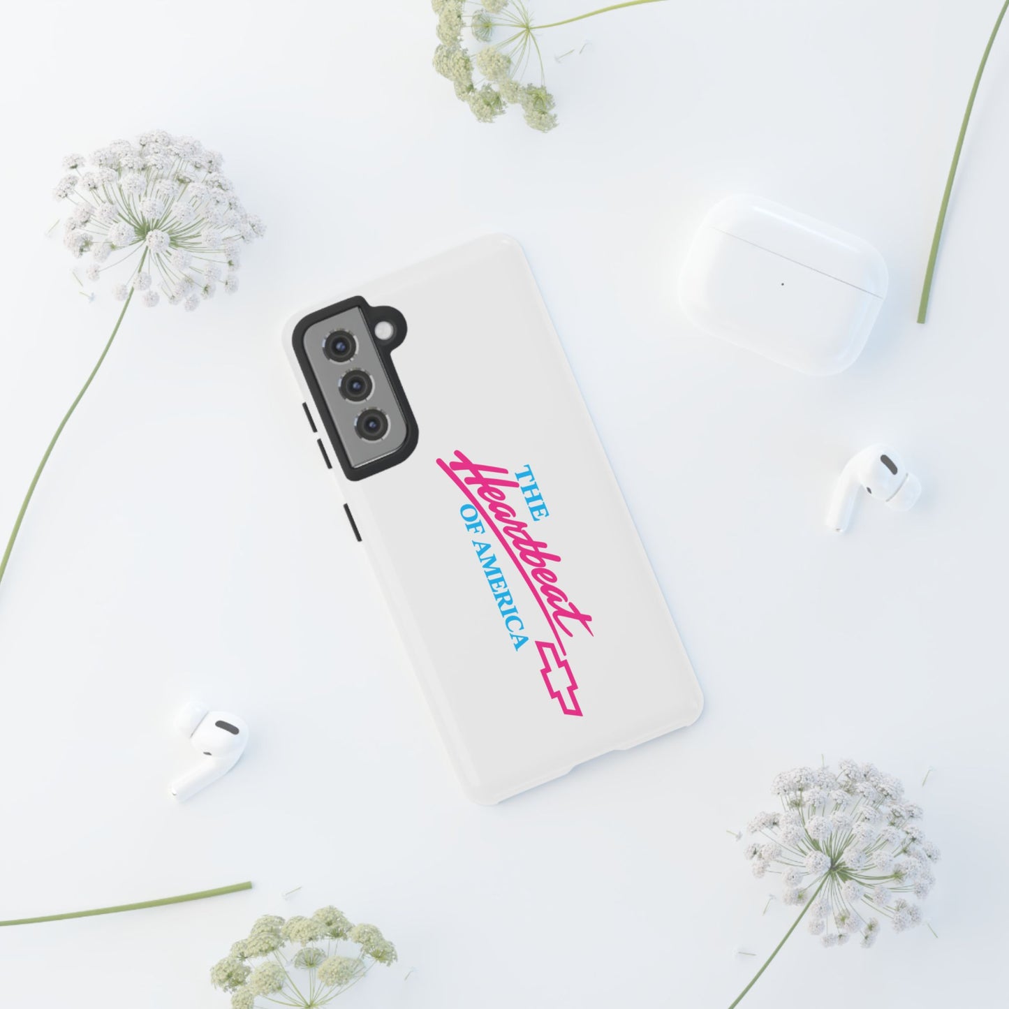 White  “The Heartbeat of America” Retro Chevy Logo, Slim Protective Cover