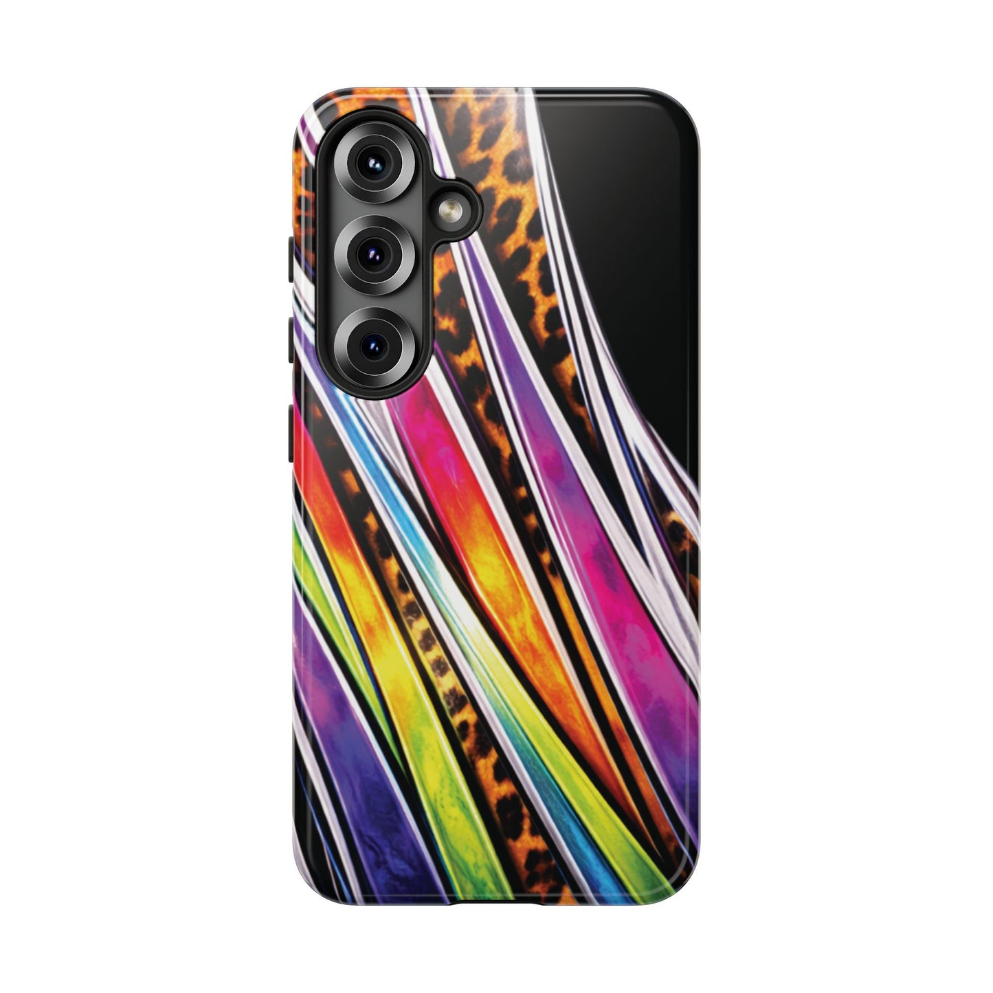 Colorful Stripes & Leopard Print Phone Case