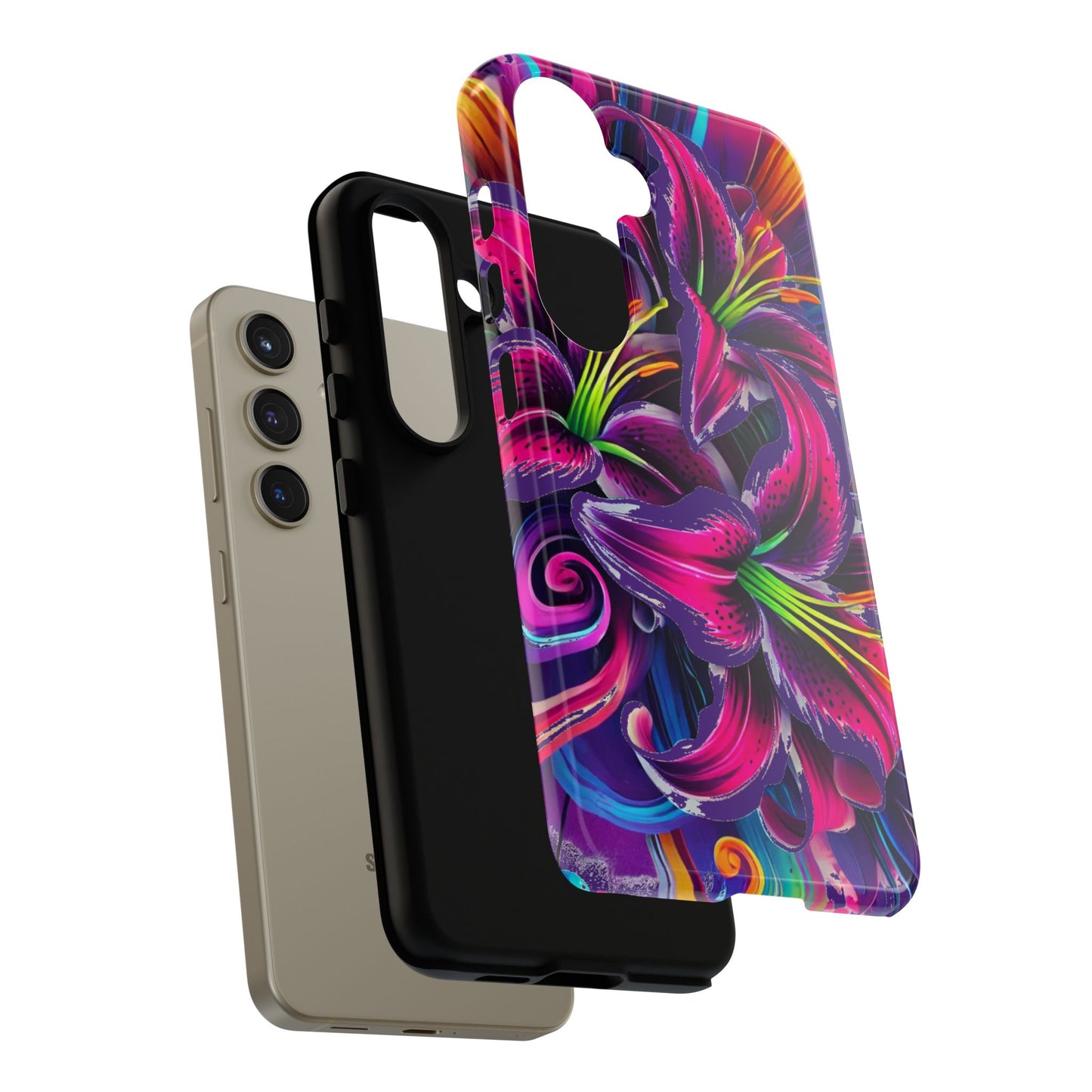 Neon Lily Illustration Tough Case | Floral Phone Cover