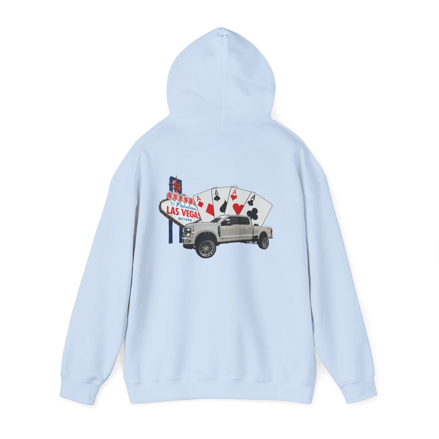 Las Vegas Truck Graphic Hoodie – Casino Cards & Welcome Sign Pullover