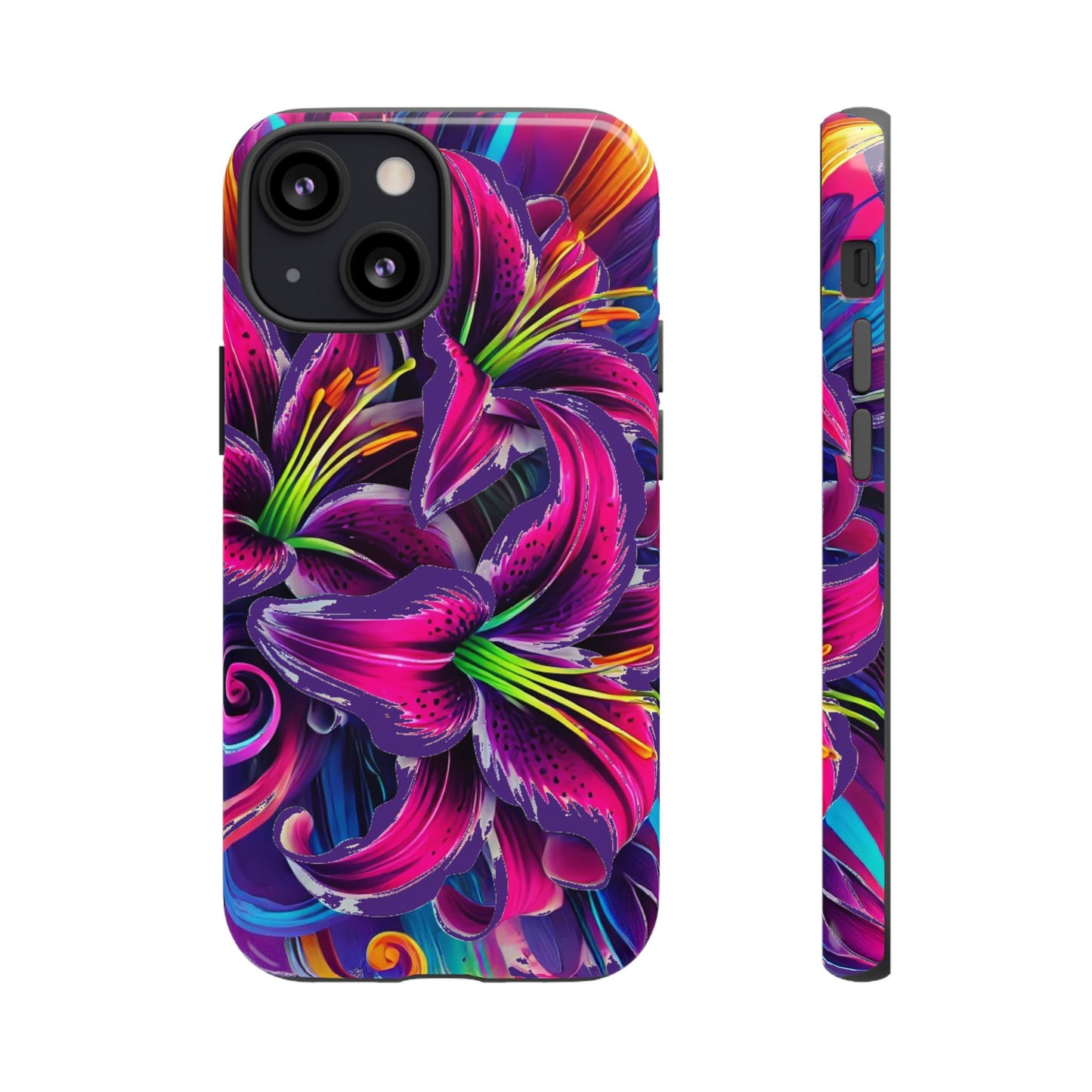 Neon Lily Illustration Tough Case | Floral Phone Cover