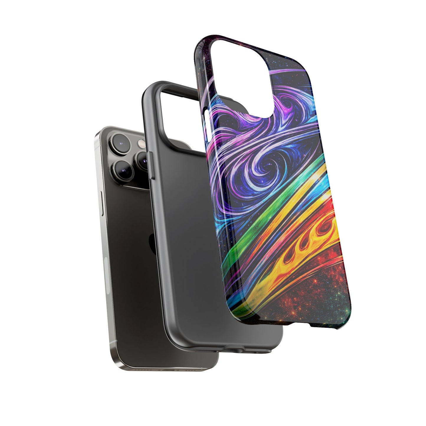 Abstract Cosmic Swirls phone case | Galaxy Rainbow Protective Case