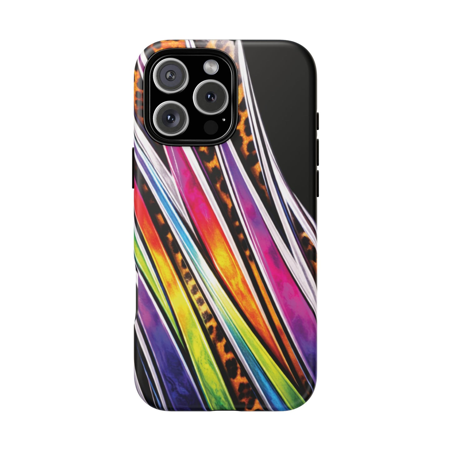 Colorful Stripes & Leopard Print Phone Case