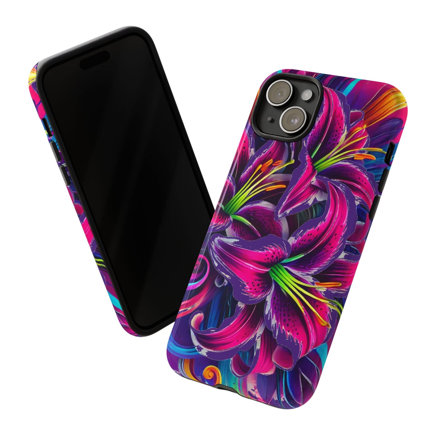 Neon Lily Illustration Tough Case | Floral Phone Cover